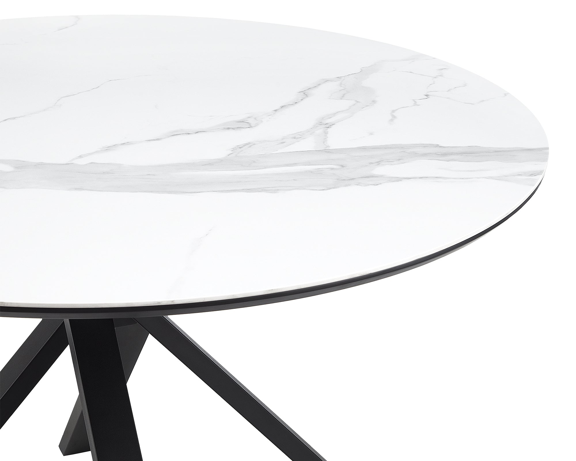 Aston Dining Table - White Ceramic/Matt Black