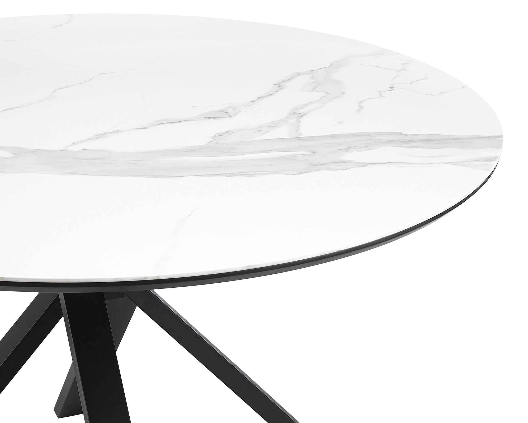 Aston White Ceramic & Matt Black Dining Table