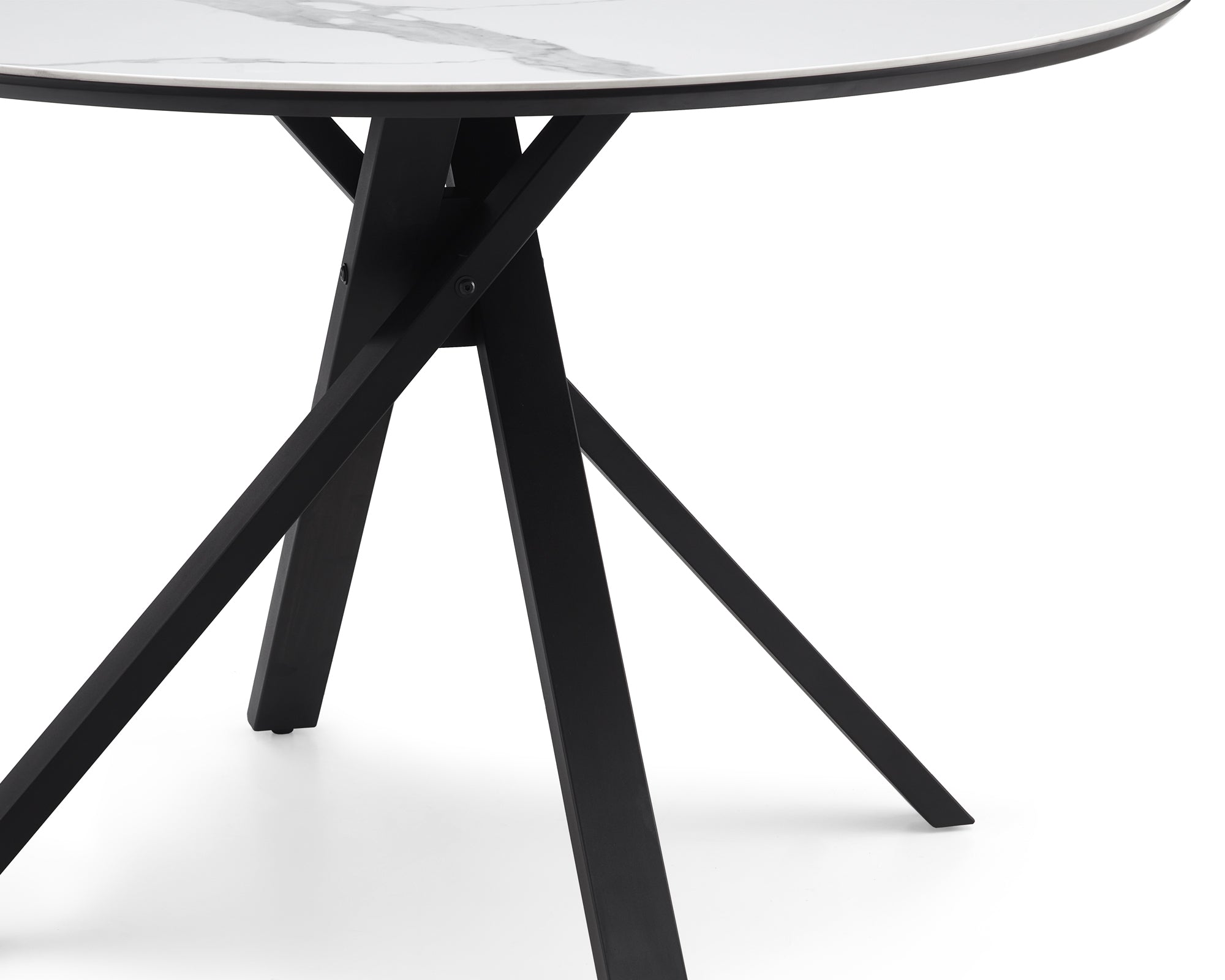 Aston Dining Table - White Ceramic/Matt Black