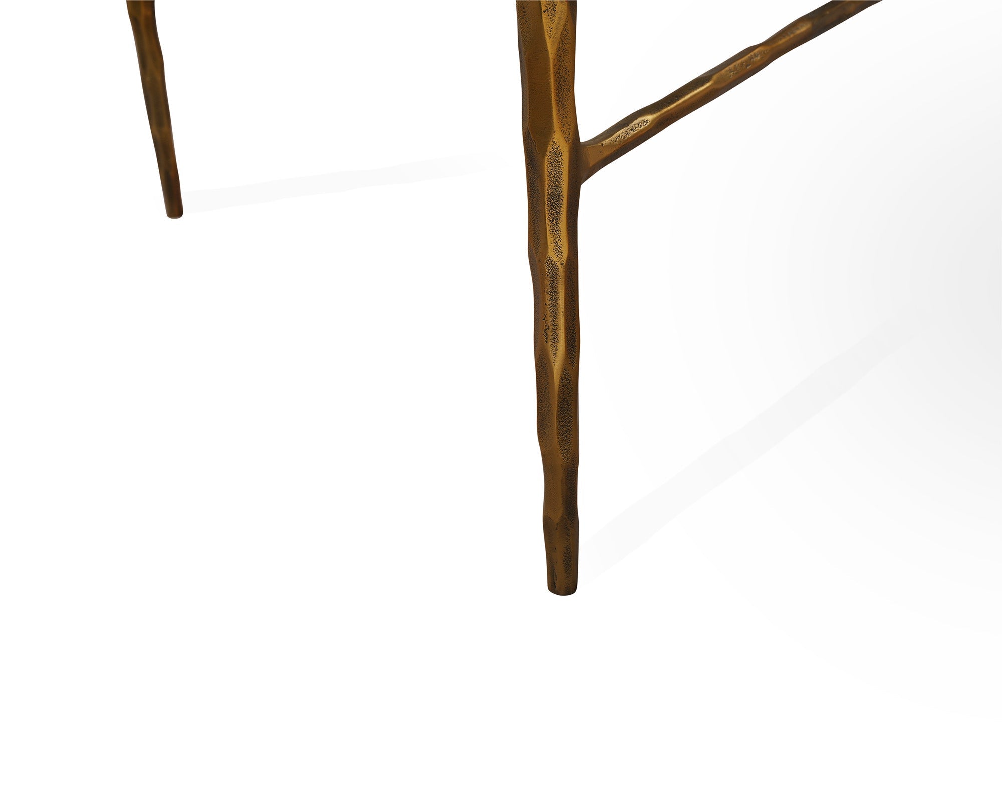 Cobra Rectangle Coffee Table - Textured Antique Brass & Clear Glass