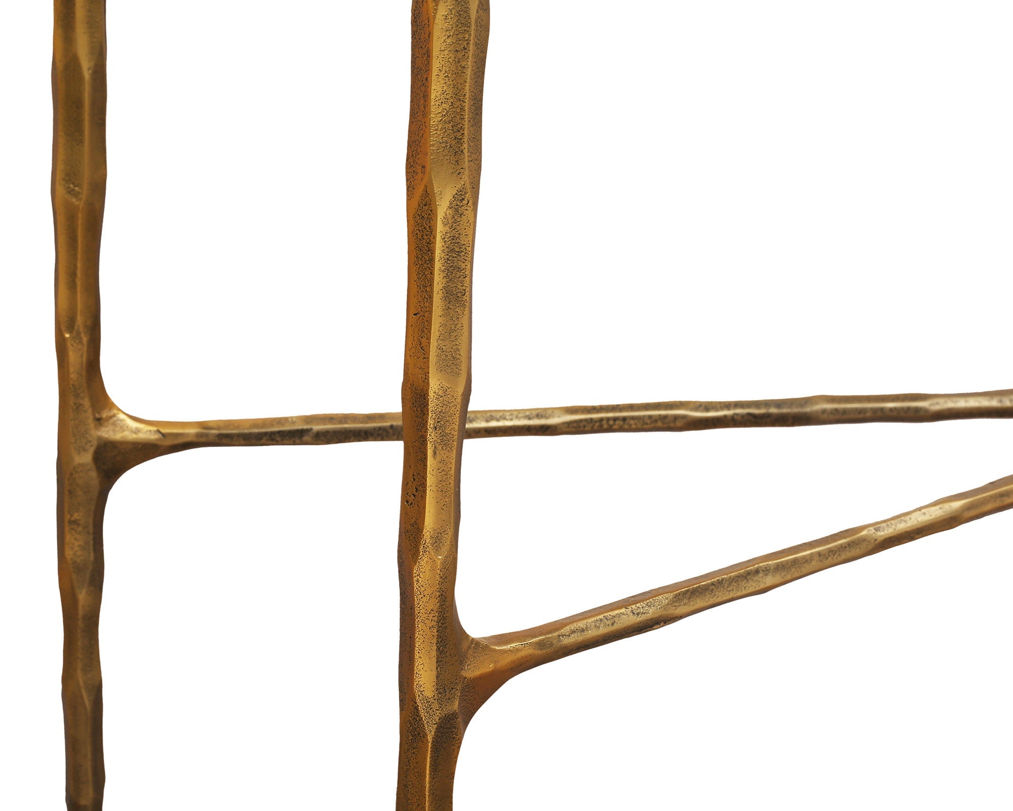 Cobra Console Table - Textured Antique Brass & Clear Glass