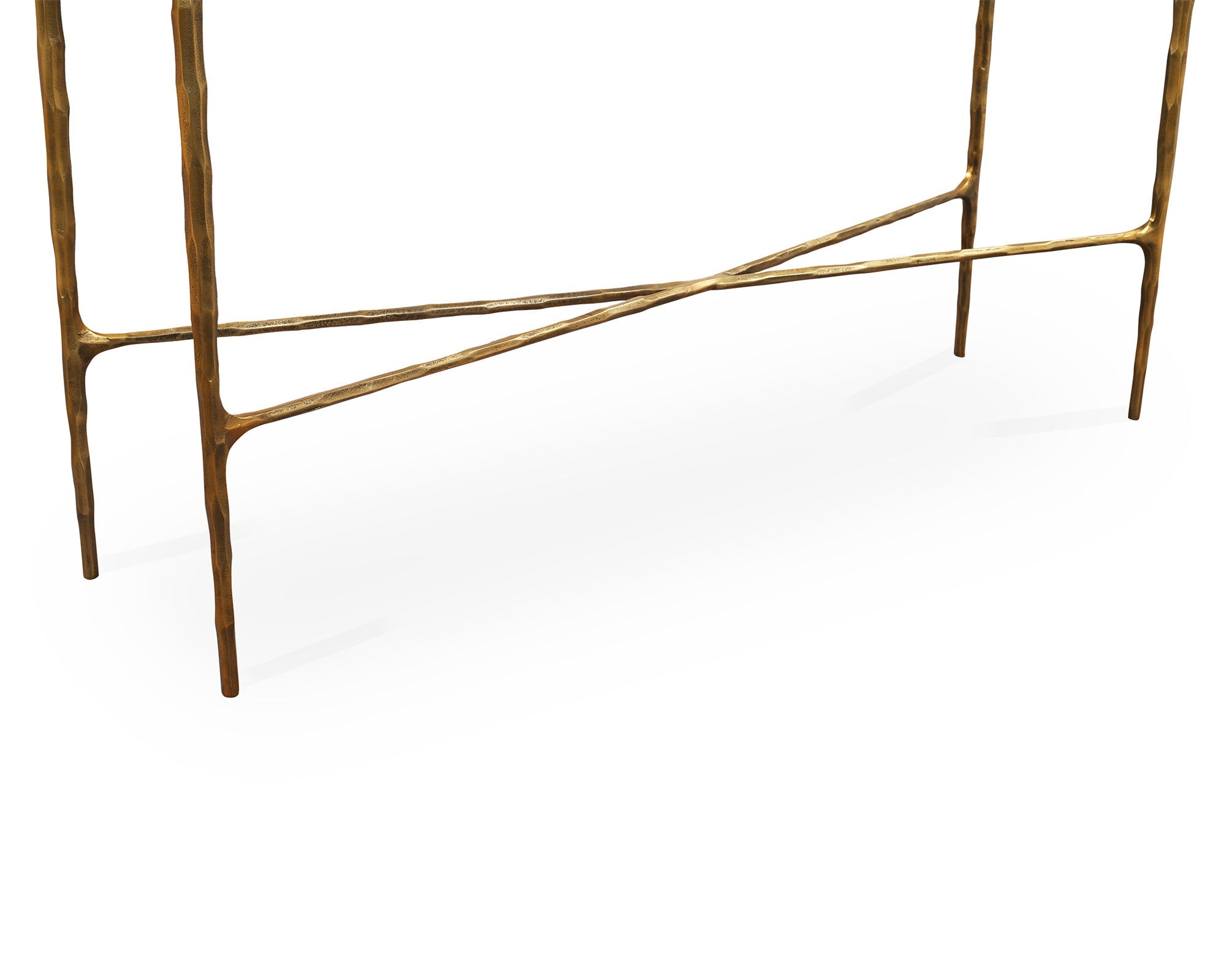 Cobra Console Table - Textured Antique Brass & Clear Glass