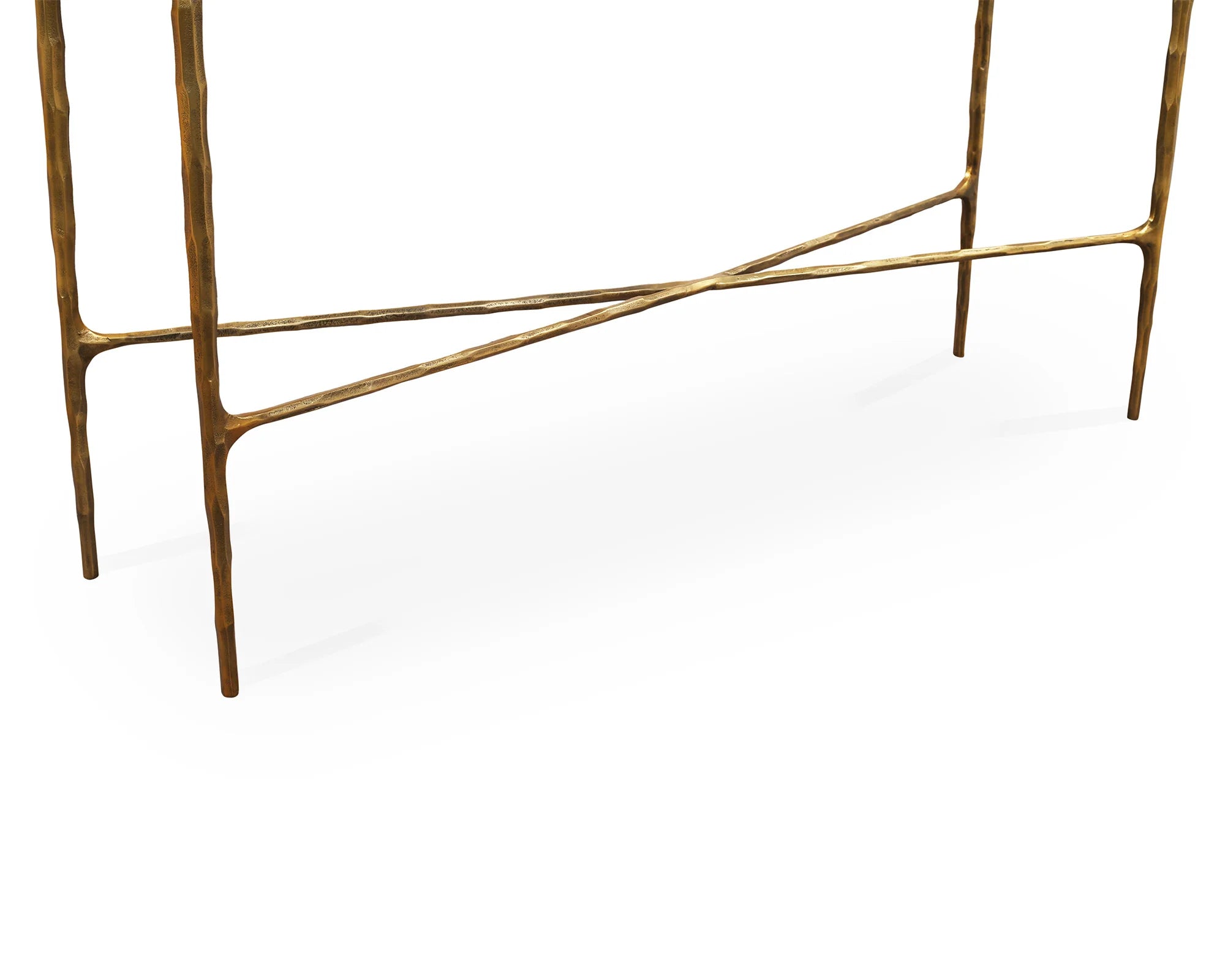 Cobra Textured Antique Brass & Clear Glass Console Table