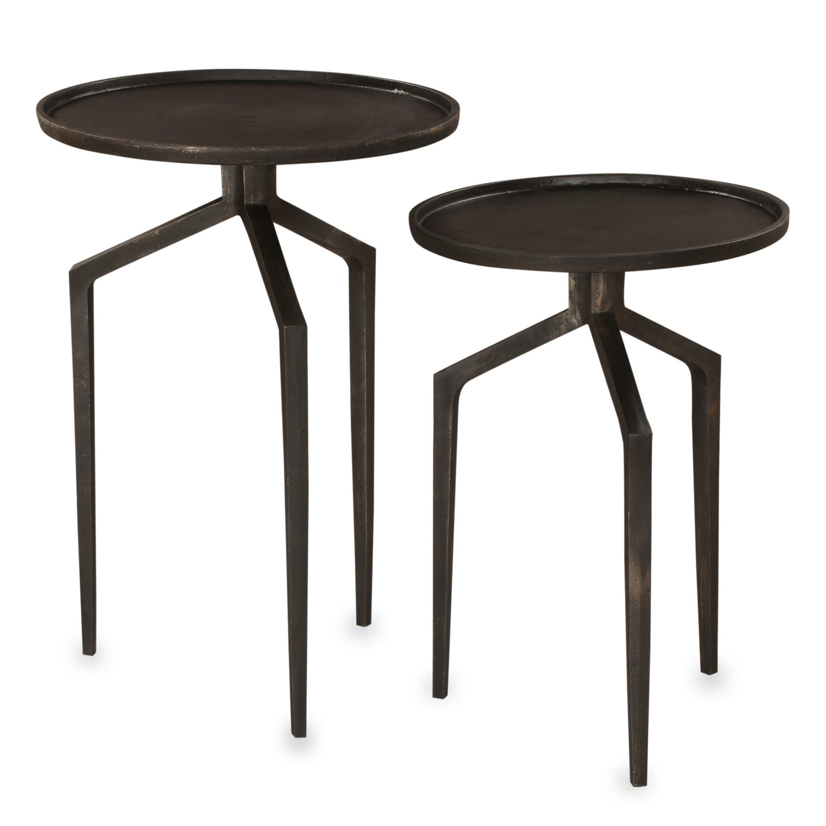 Set of 2 Spider Dark Bronze Metal Side Tables