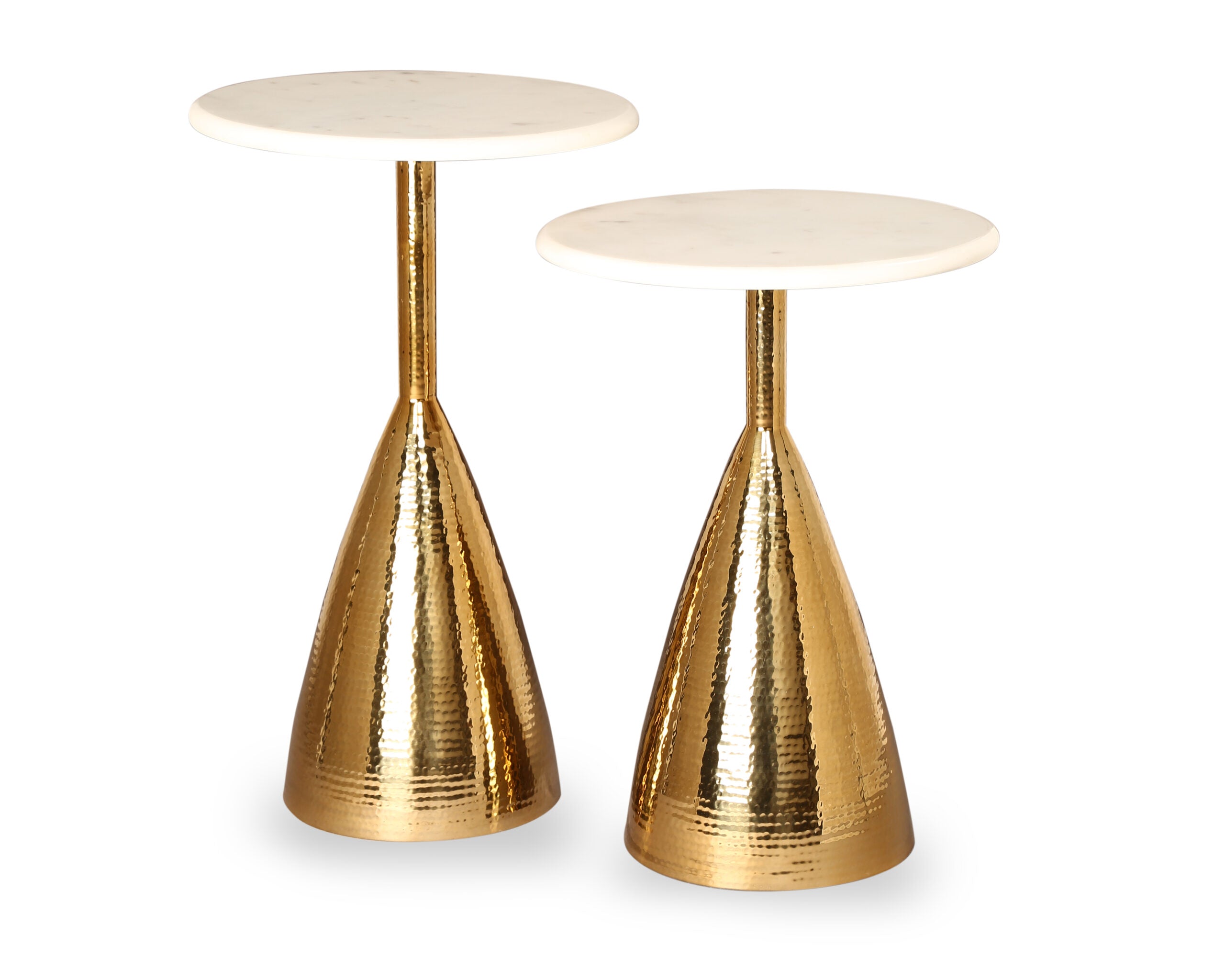 Yves Side Table set of 2 - Polished Brass & Marble