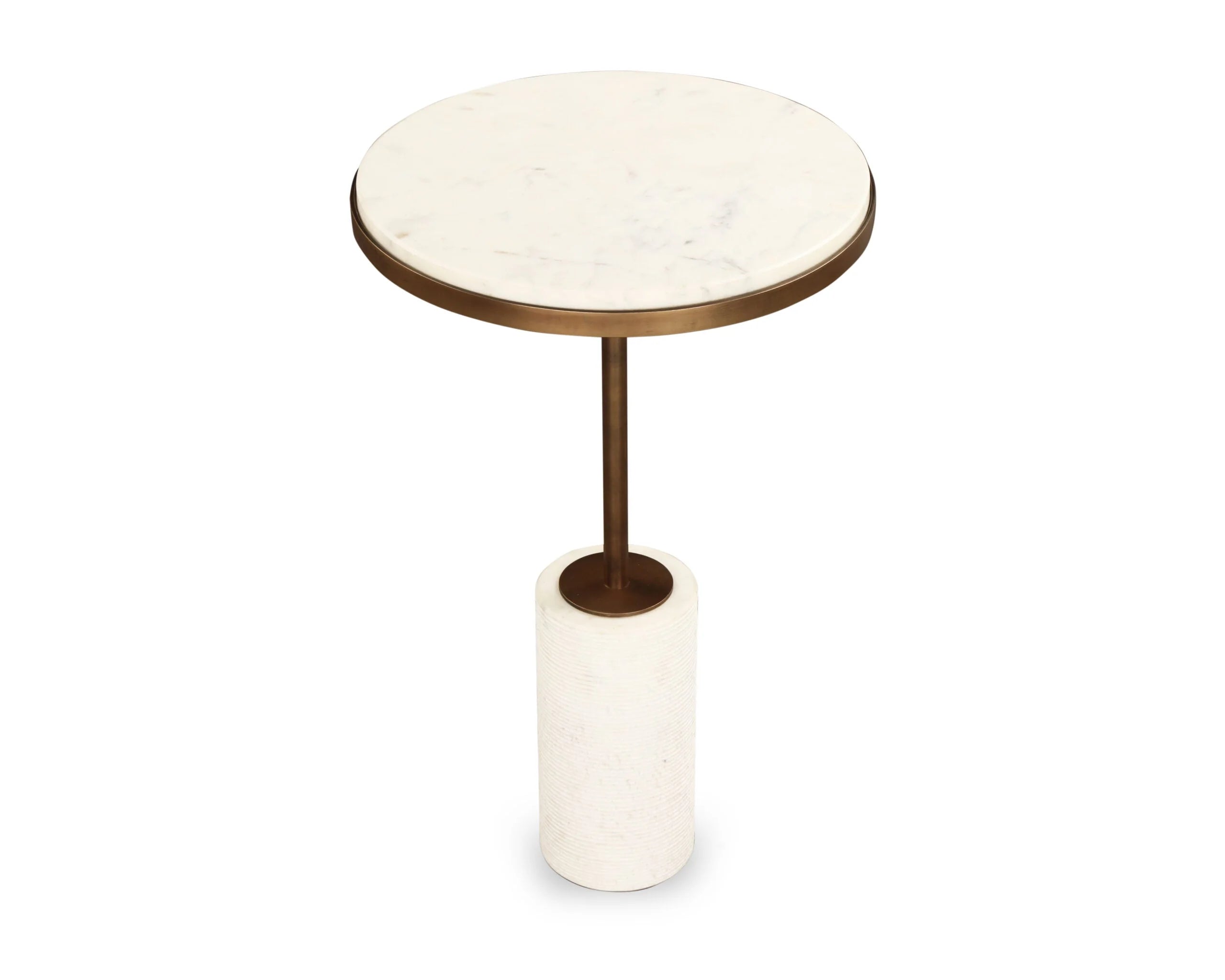 Set of 2 Dolmec Antique Bronze & Marble Side Tables Nest
