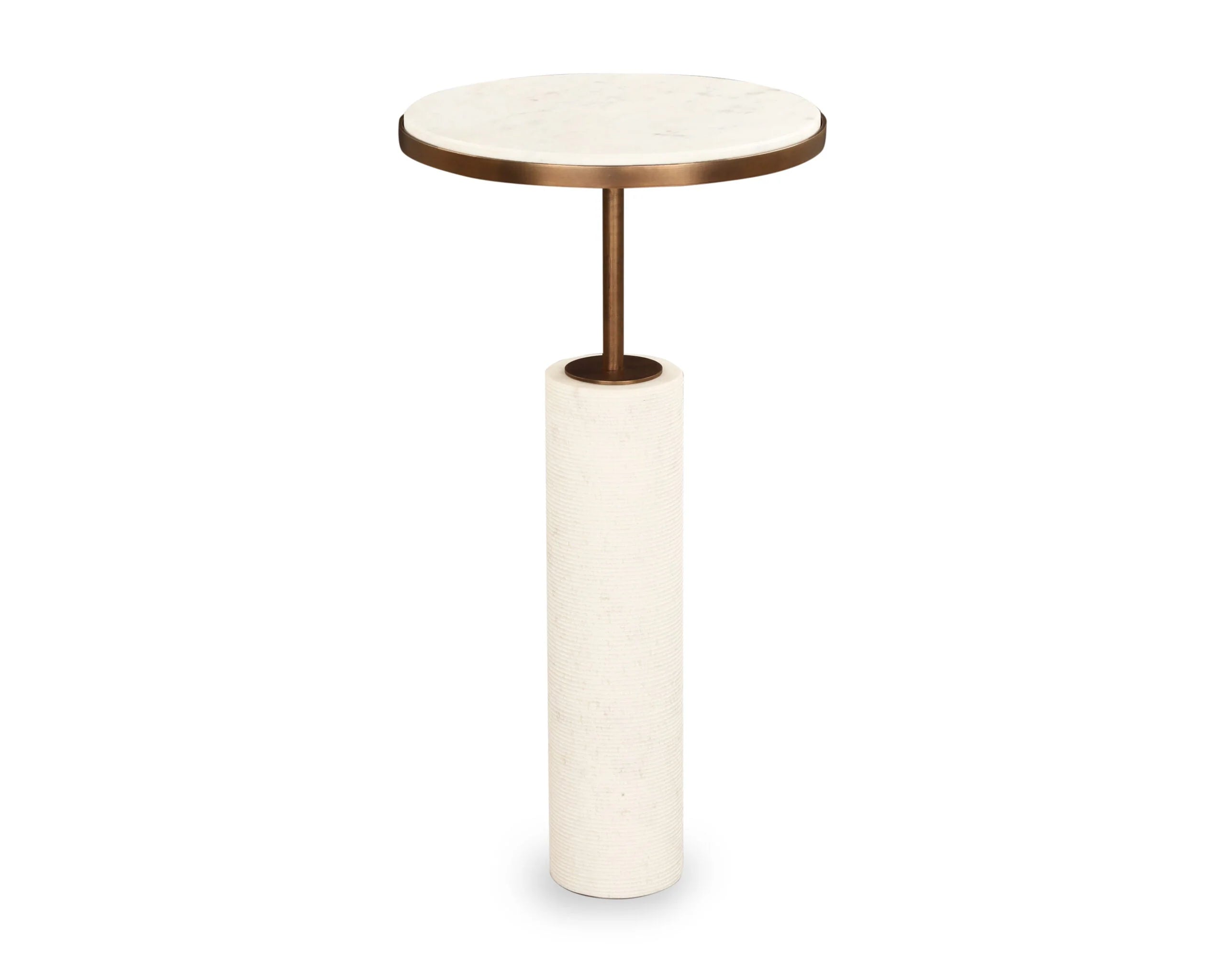Set of 2 Dolmec Antique Bronze & Marble Side Tables Nest