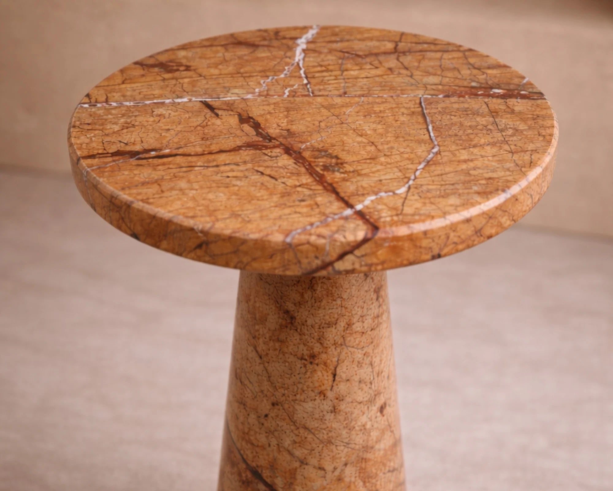 Hermes Brown Marble Side Table