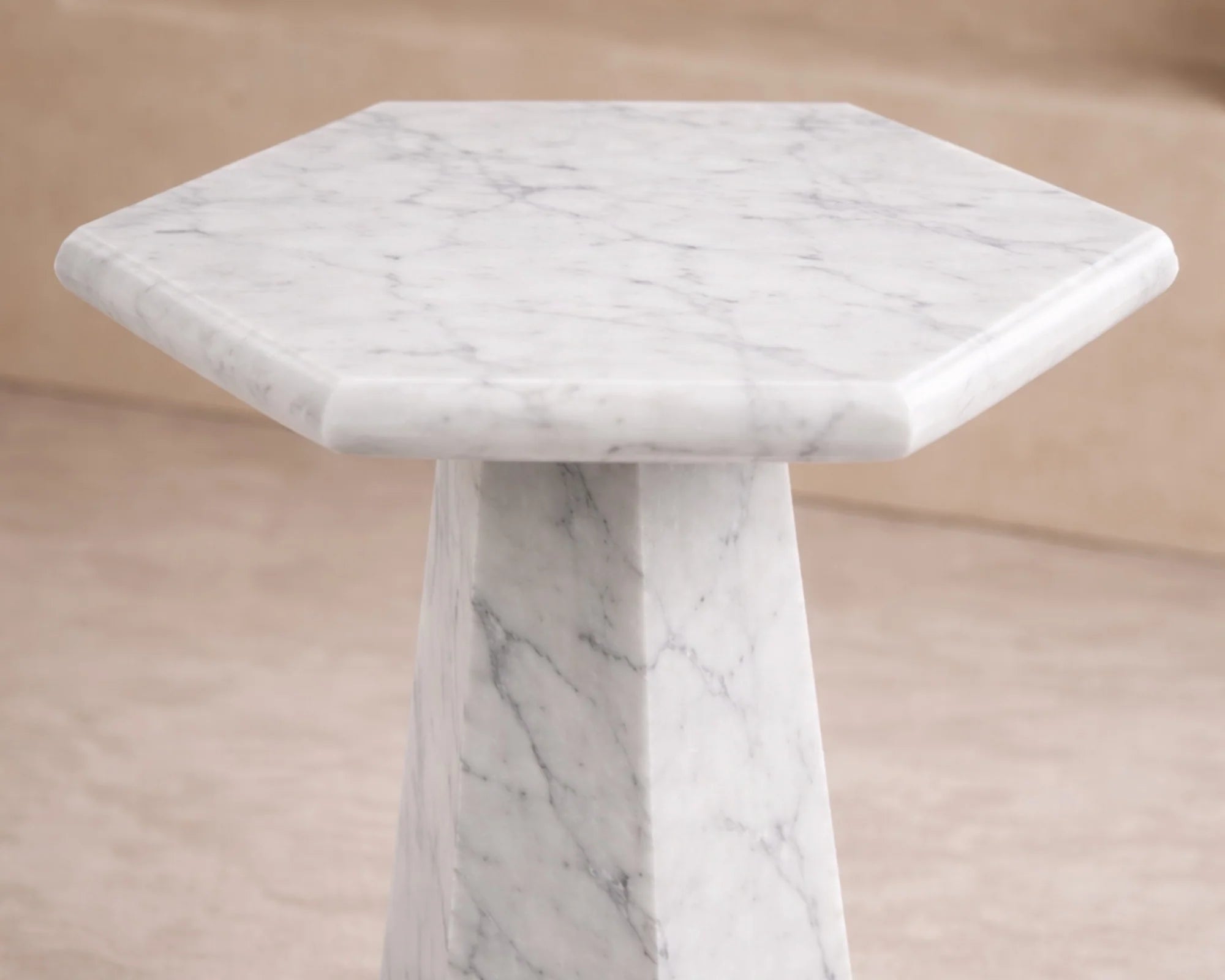 Hexagon White Lady Marble Side Table