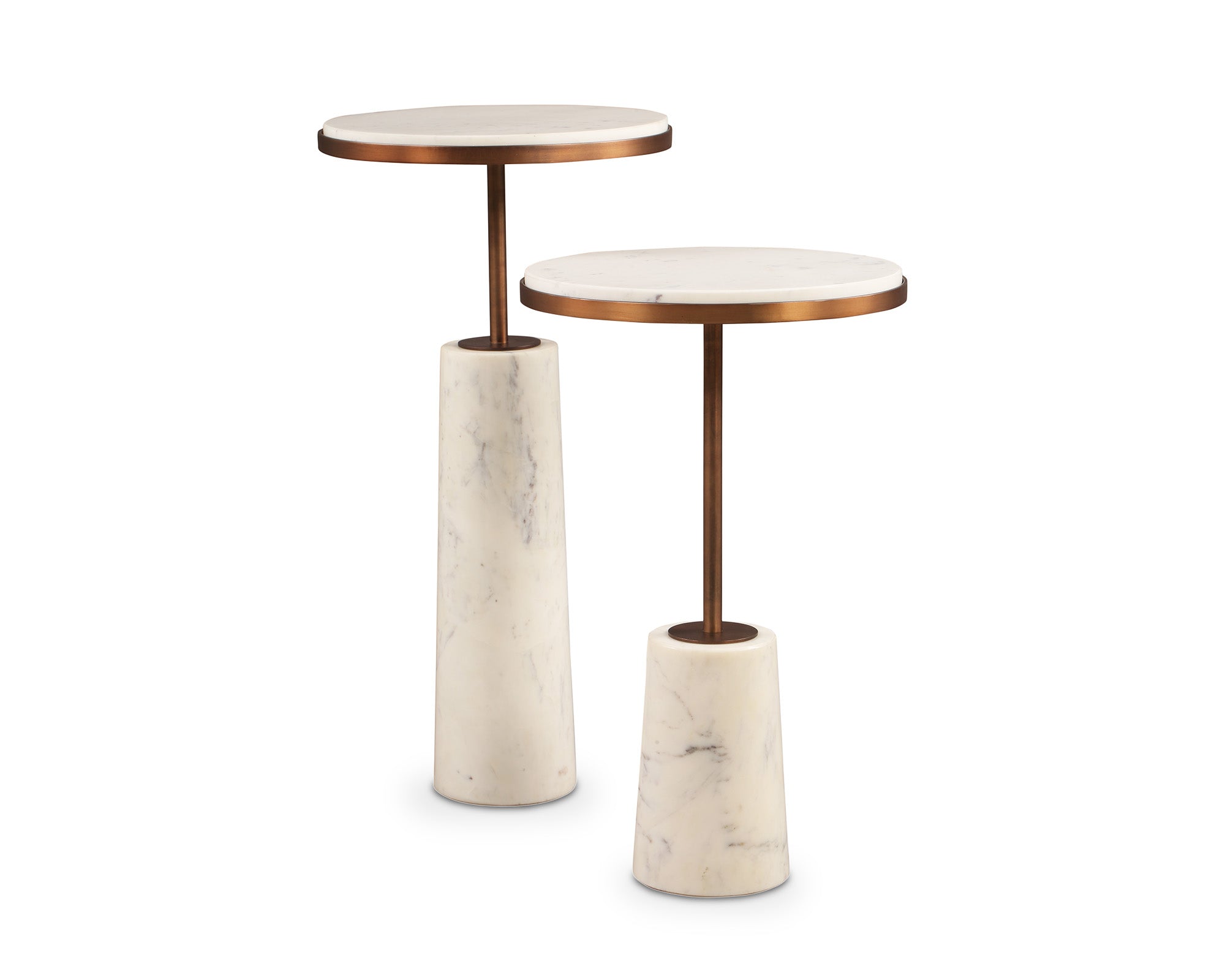 Notto Side Table set of 2 - White Marble & Bronze