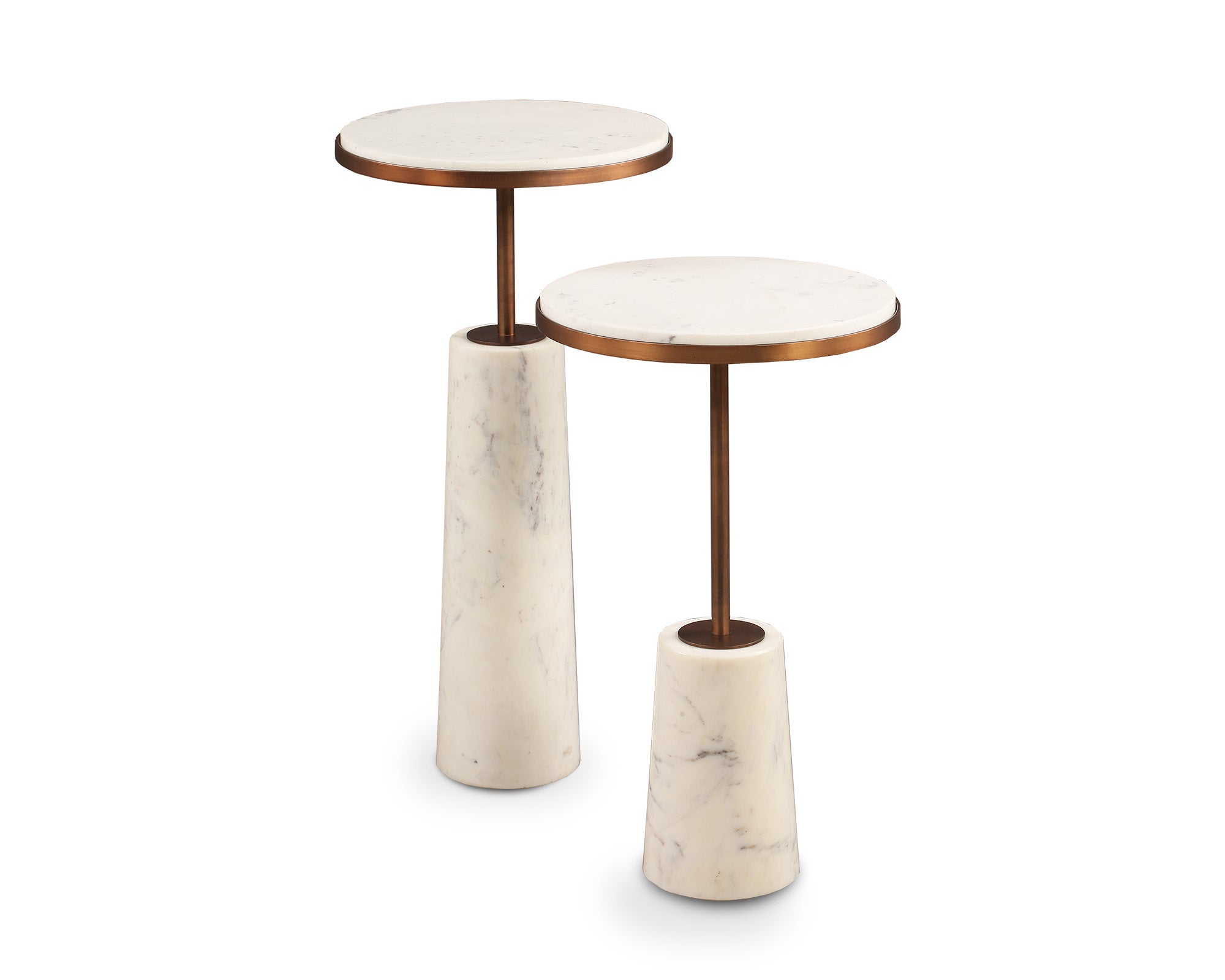 Notto Side Table set of 2 - White Marble & Bronze