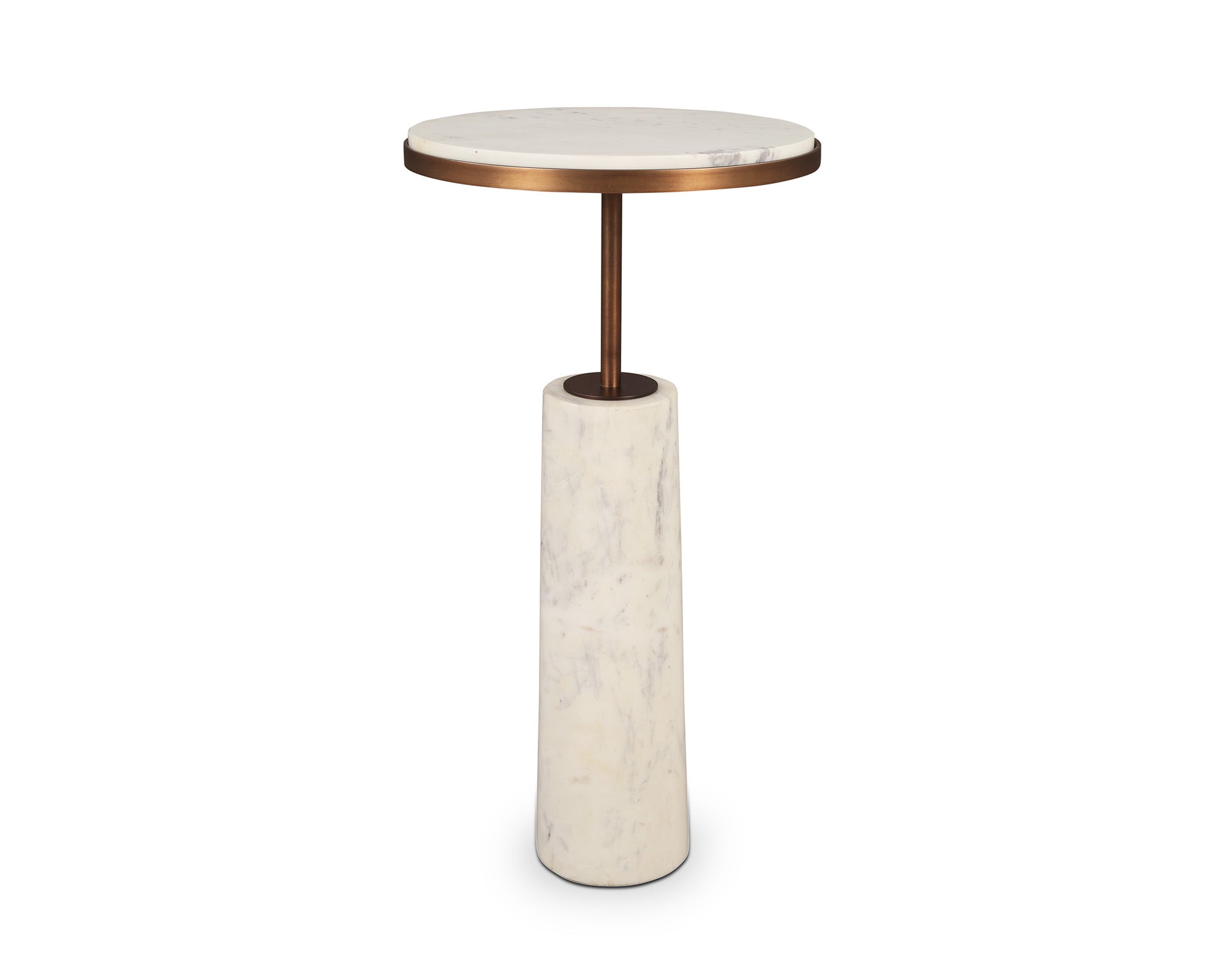 Notto Side Table set of 2 - White Marble & Bronze
