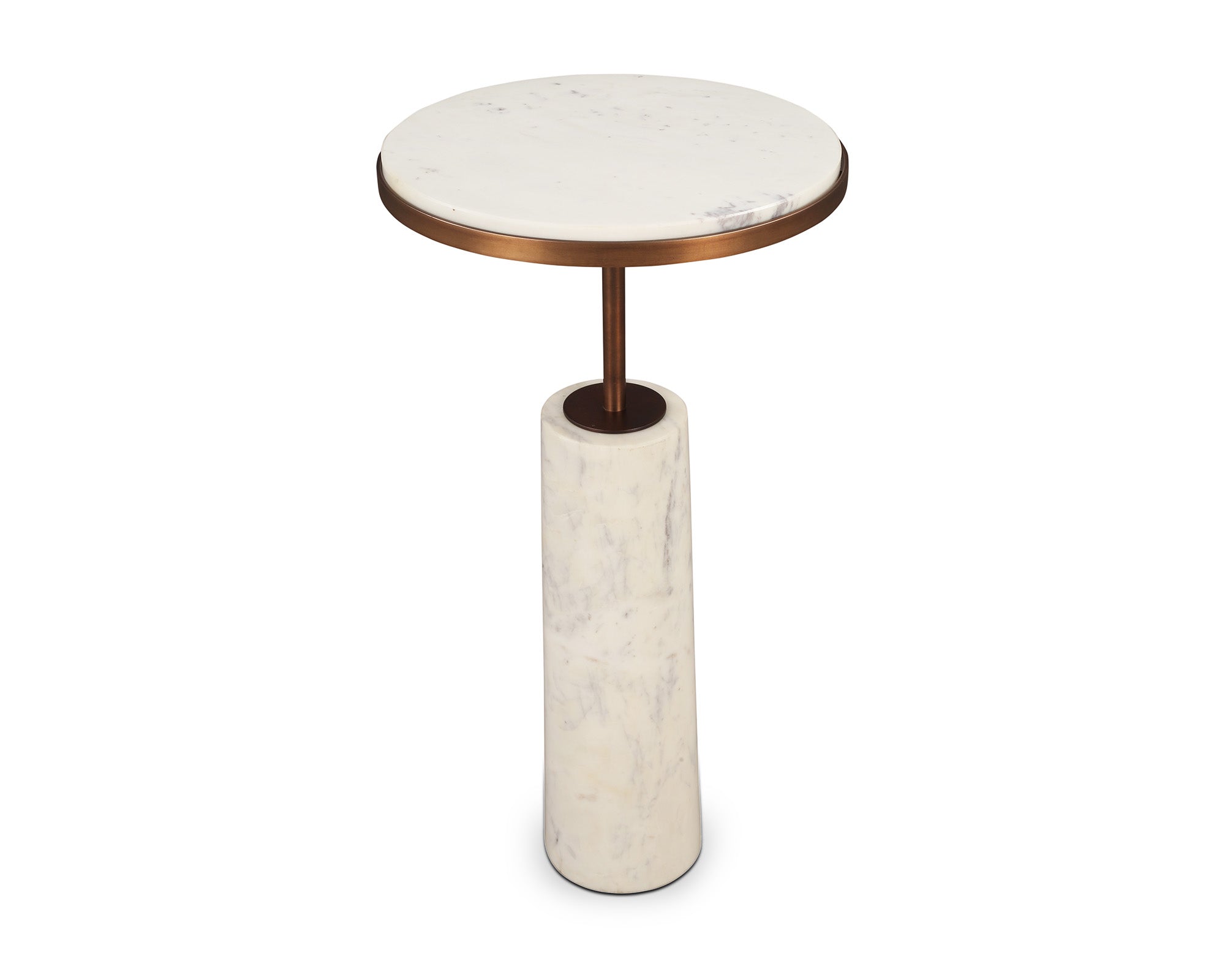 Notto Side Table set of 2 - White Marble & Bronze