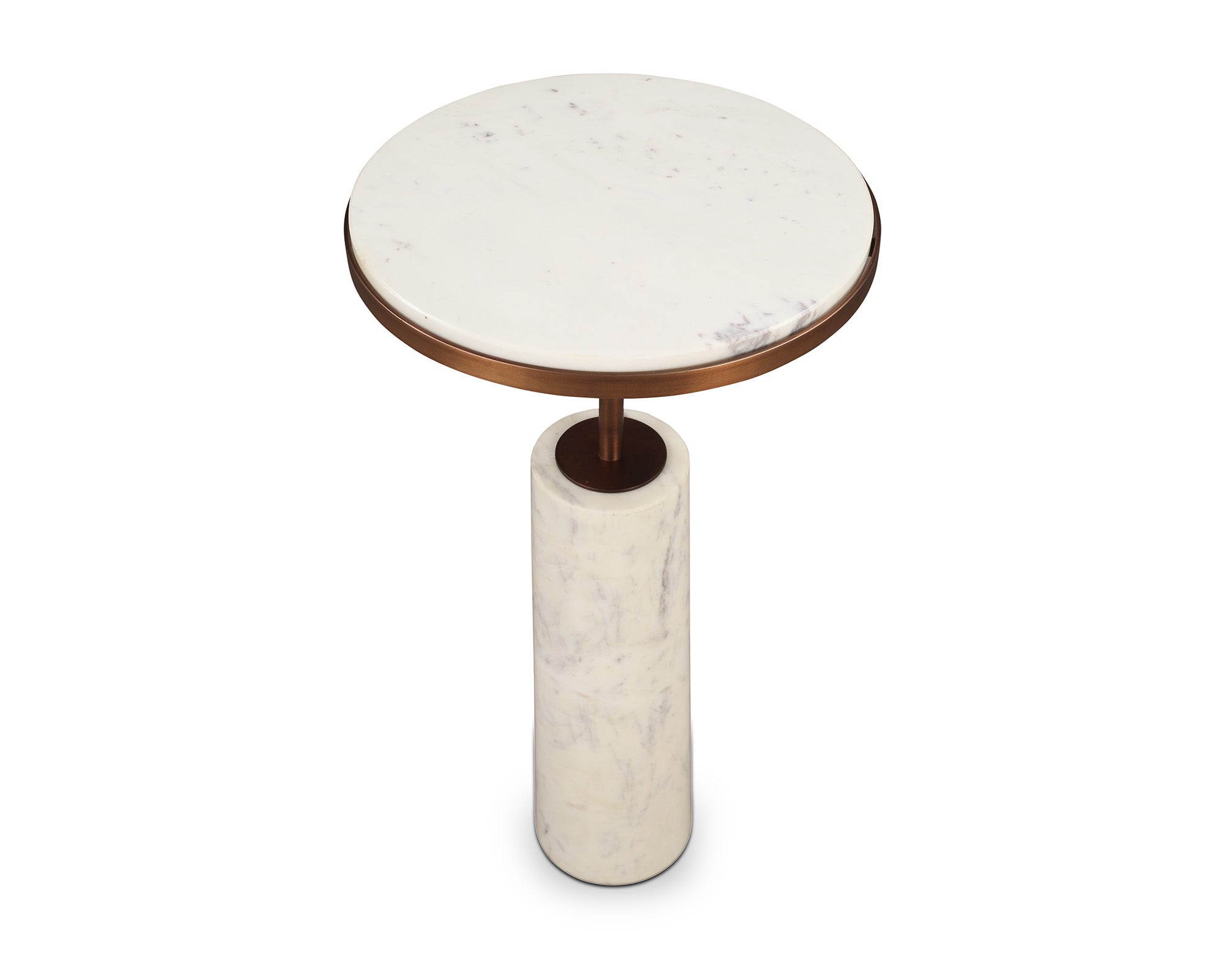 Notto Side Table set of 2 - White Marble & Bronze