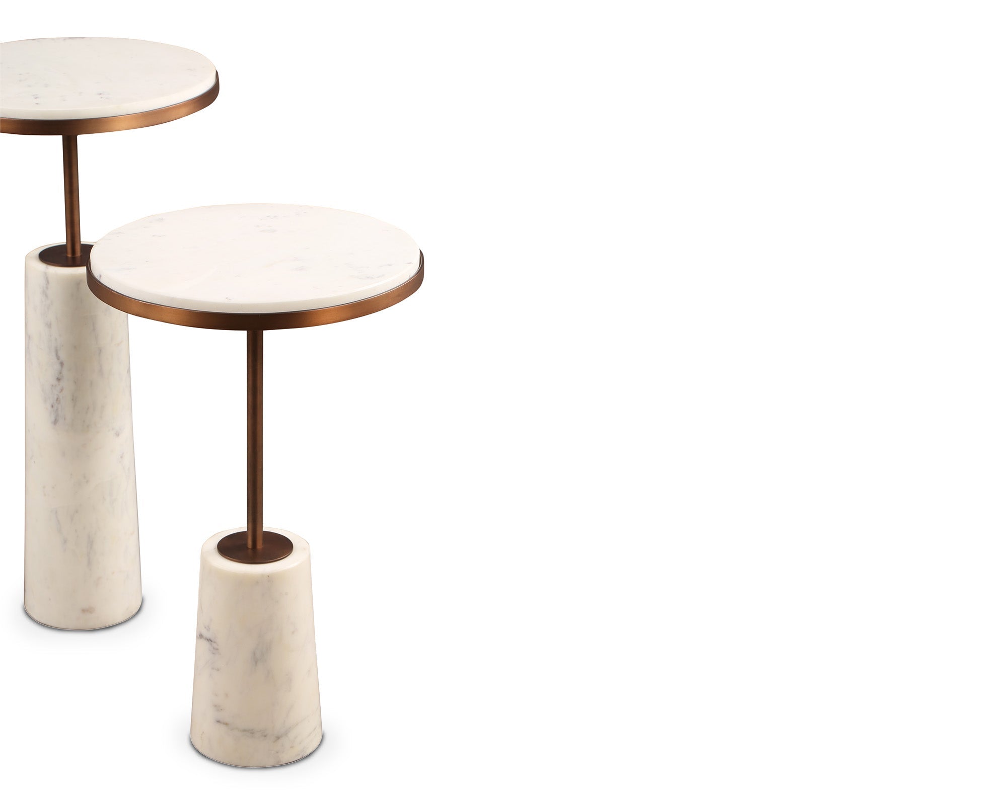 Notto Side Table set of 2 - White Marble & Bronze