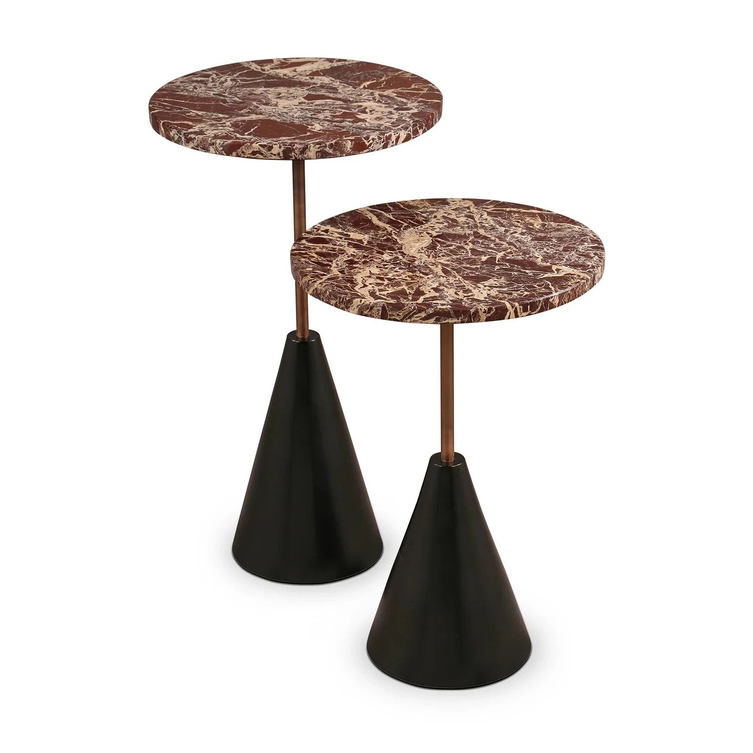 Set of 2 Ethan Levante Marble Side Tables Nest