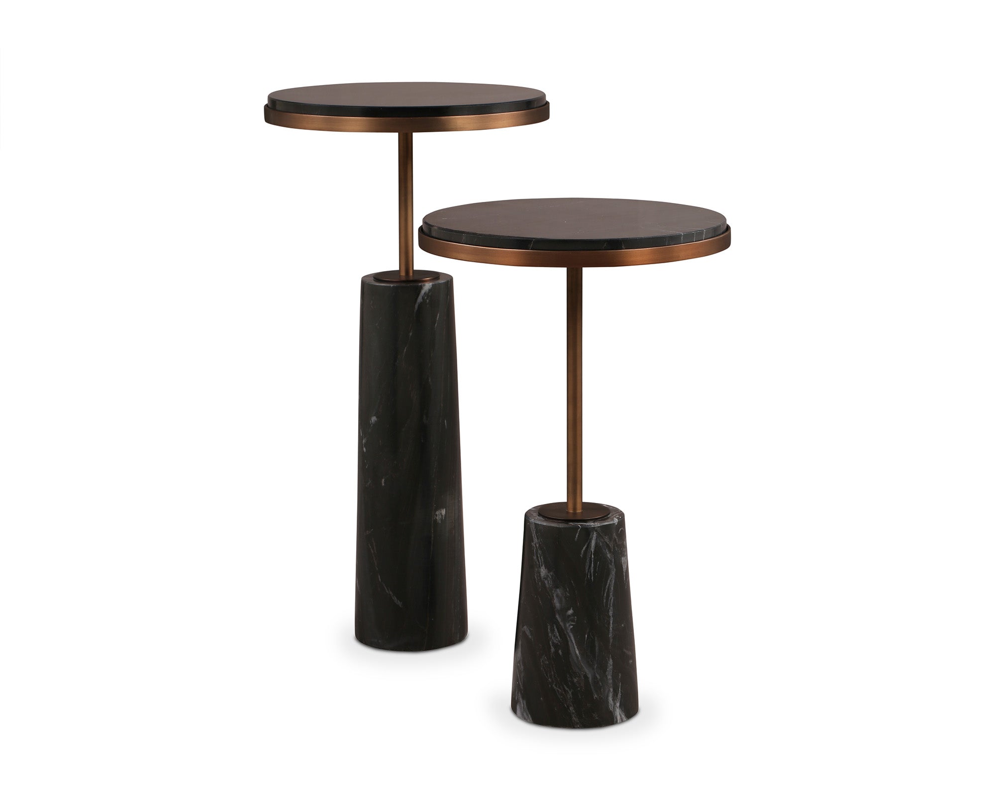 Notto Side Table set of 2 - Black Marble Bronze