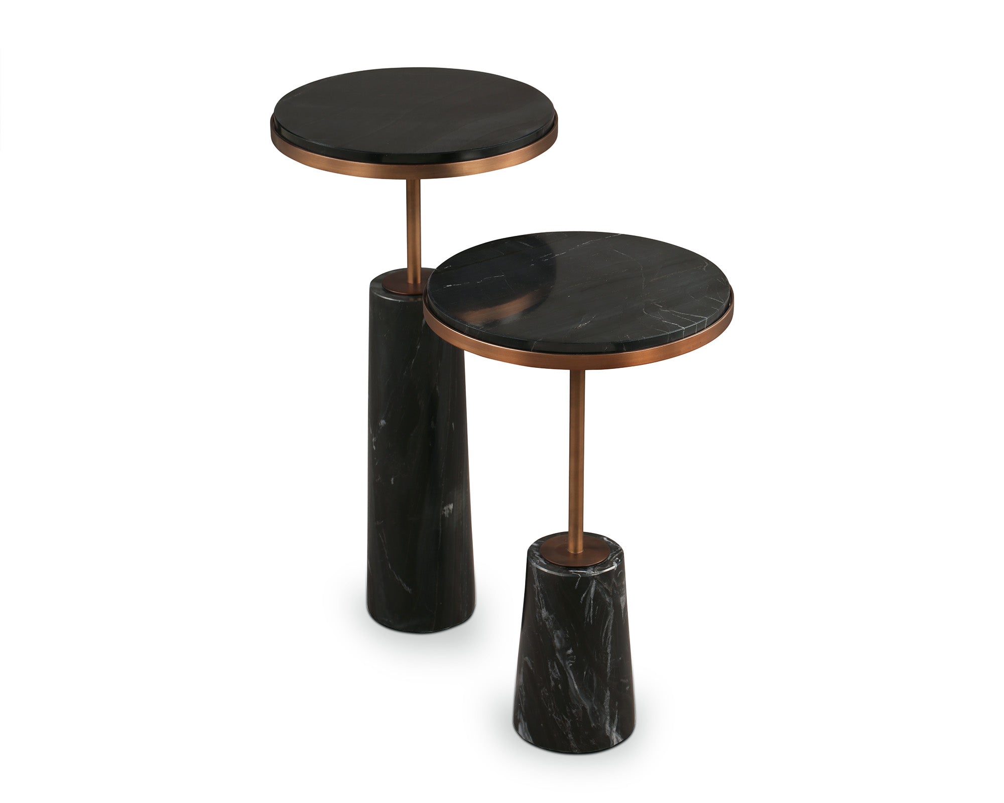 Notto Side Table set of 2 - Black Marble Bronze