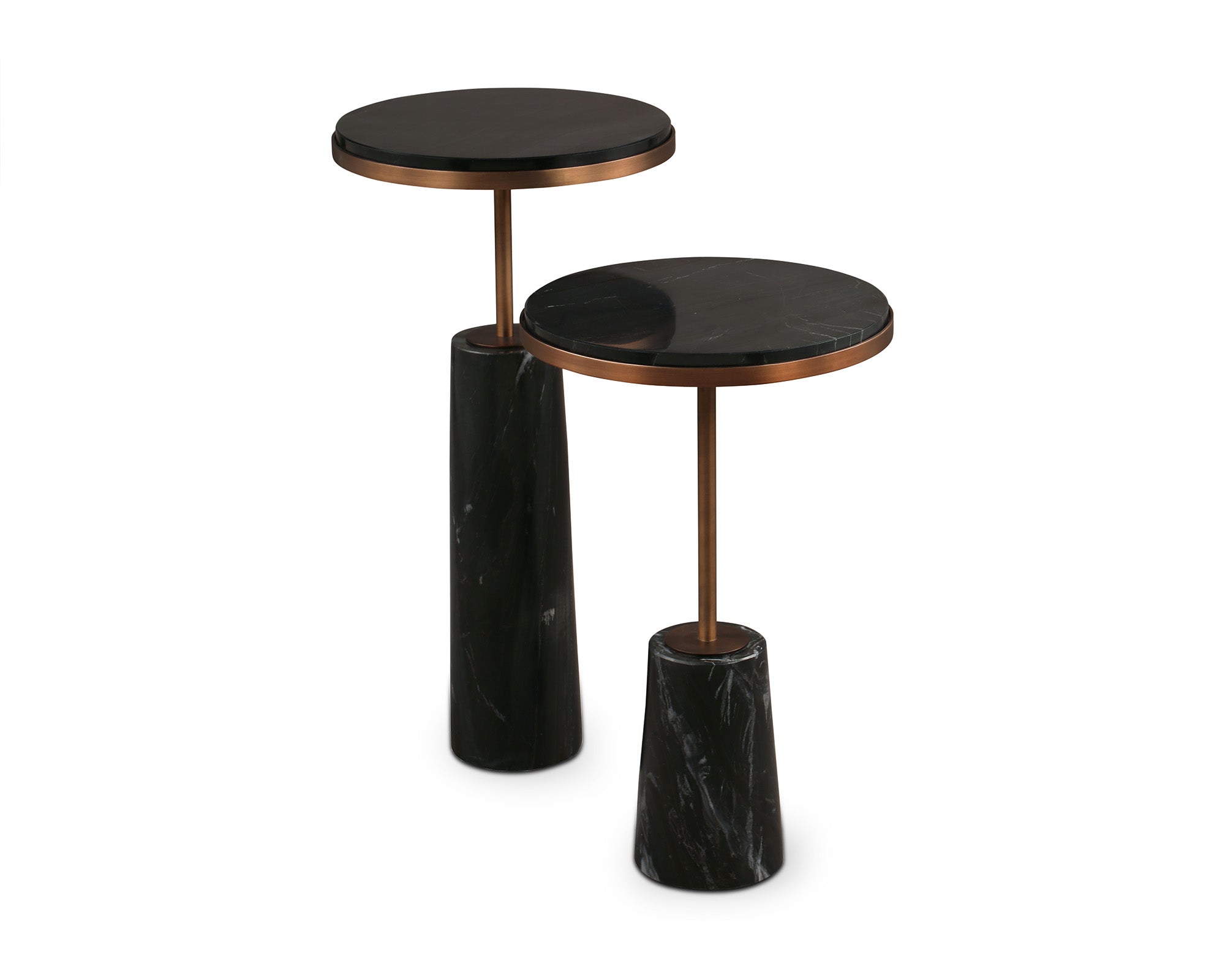 Notto Side Table set of 2 - Black Marble Bronze