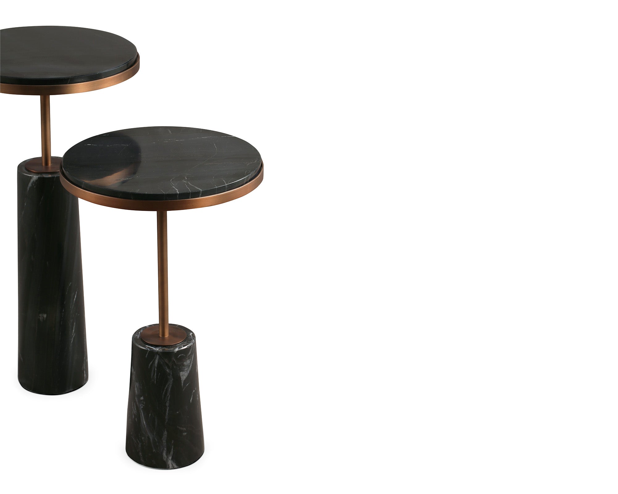 Notto Side Table set of 2 - Black Marble Bronze