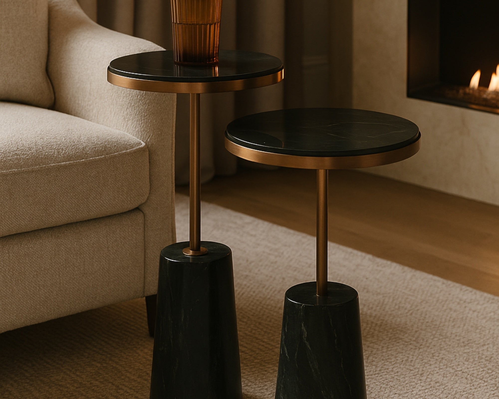 Notto Side Table set of 2 - Black Marble Bronze