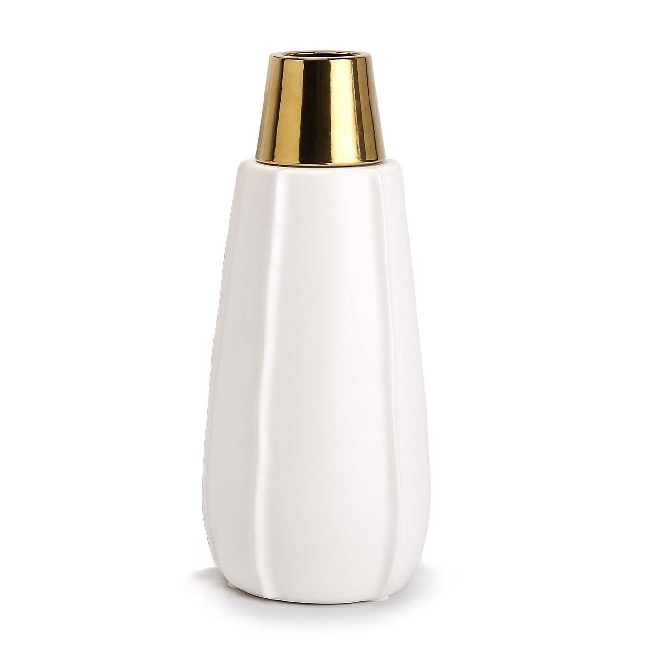 Vicar White & Gold Ceramic Vase Large
