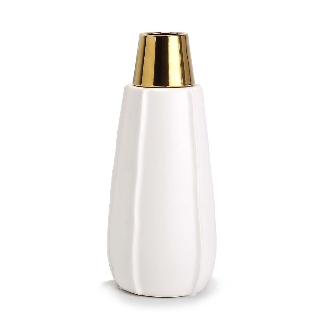 Vicar White & Gold Ceramic Vase Medium