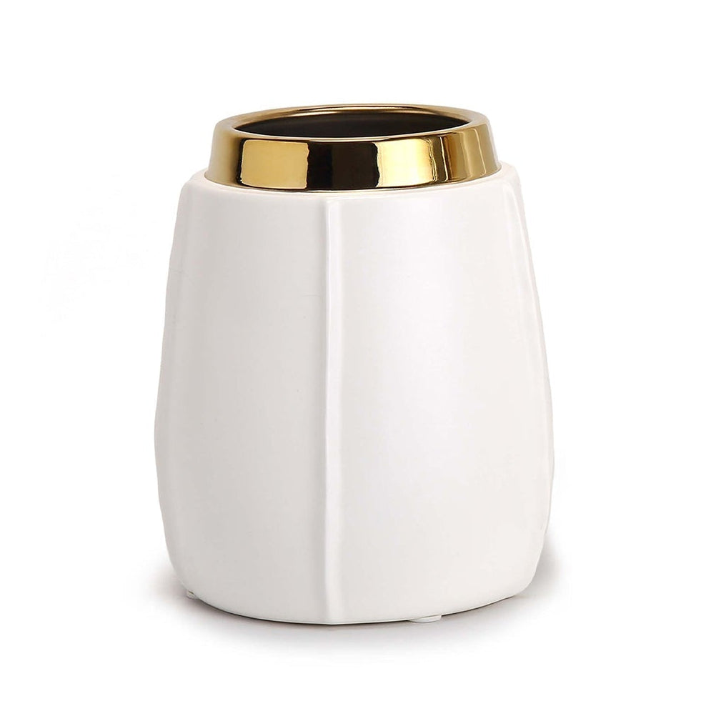 Vicar White & Gold Ceramic Vase Small