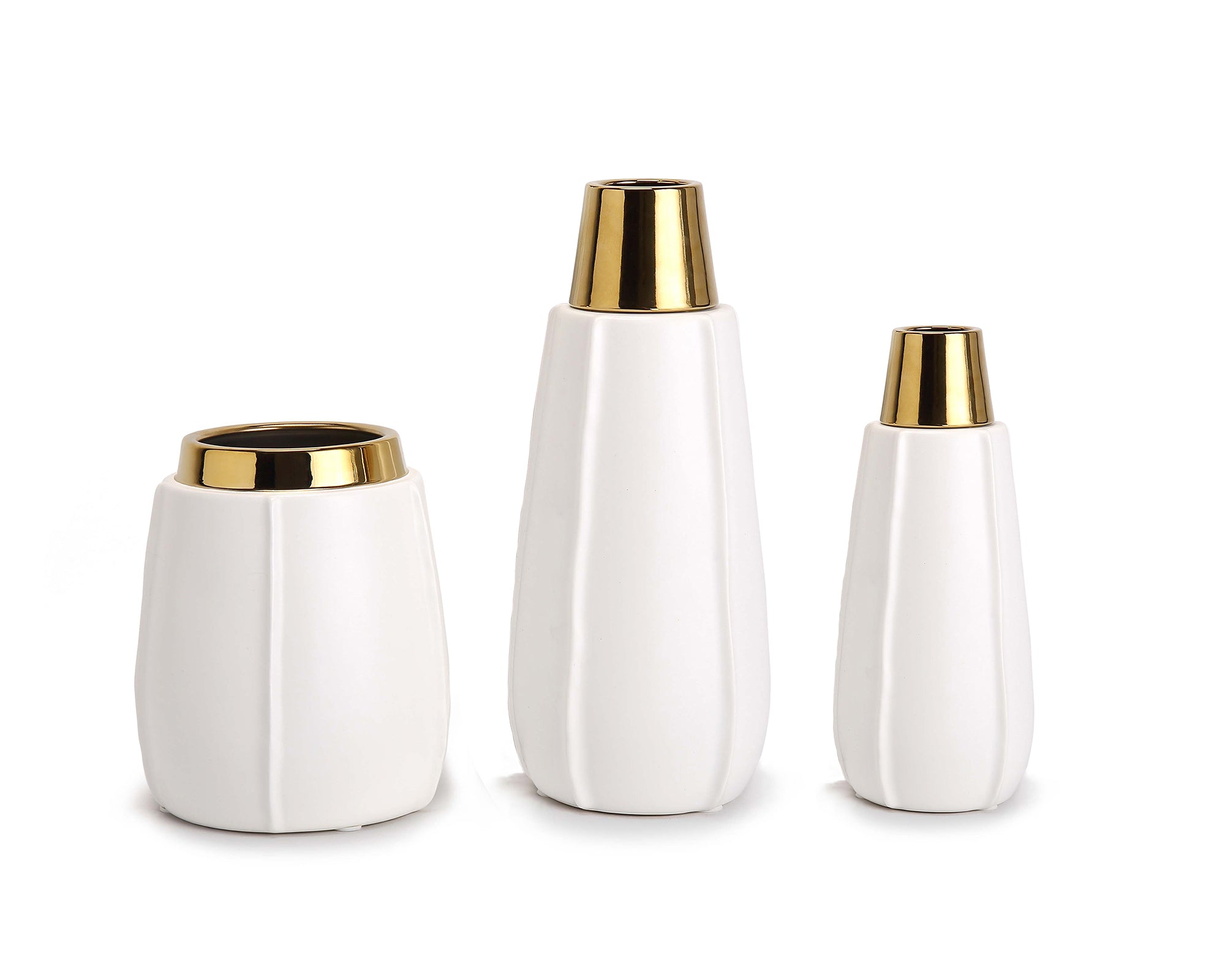 Vicar Vase - Small - White & Gold Ceramic