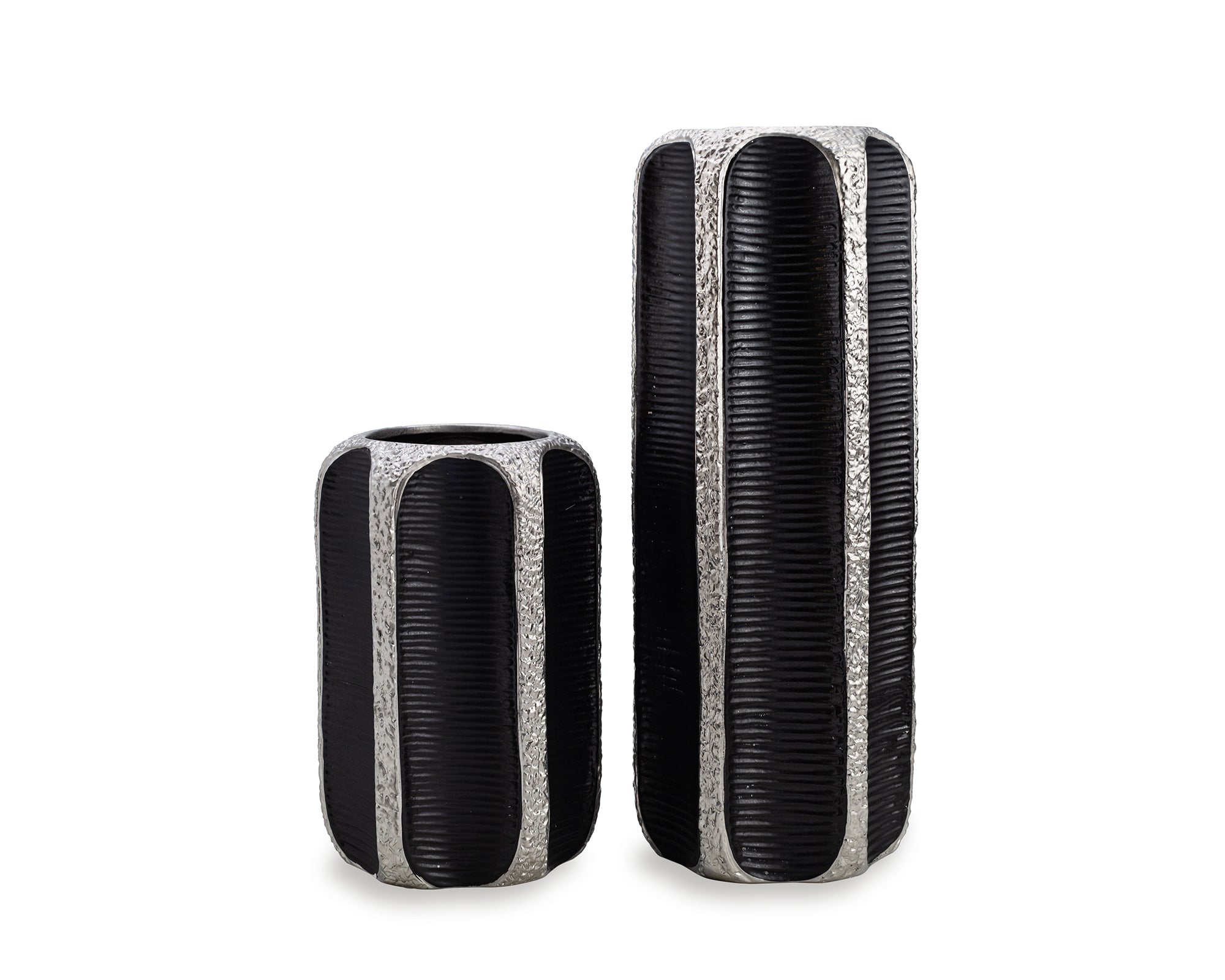 Mora Vase Large - Black & Silver Ceramic