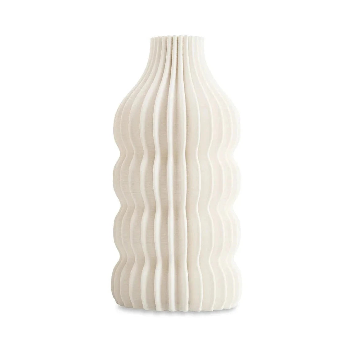Iverna Small White Fluted Ceramic Vase