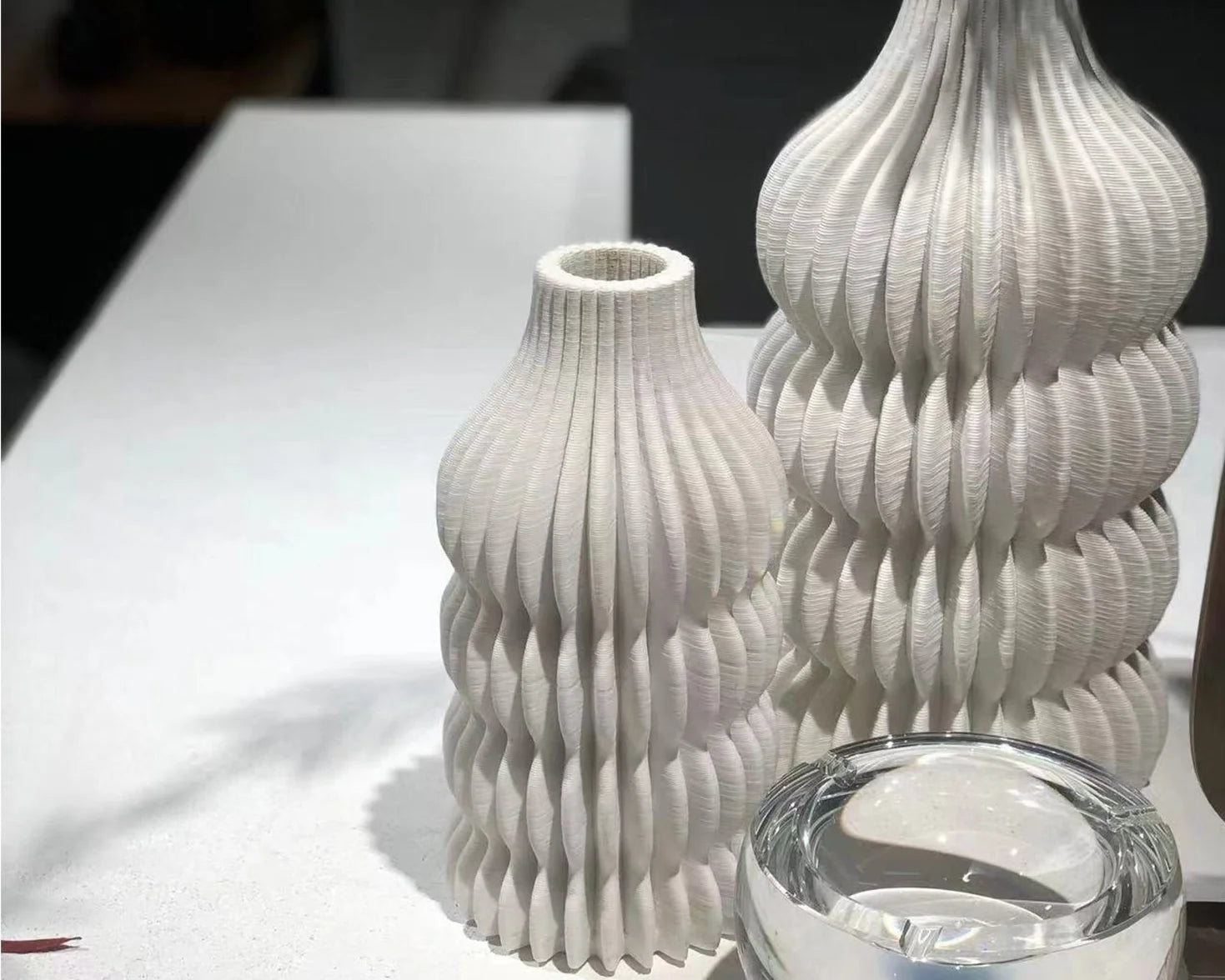 Iverna Small White Fluted Ceramic Vase