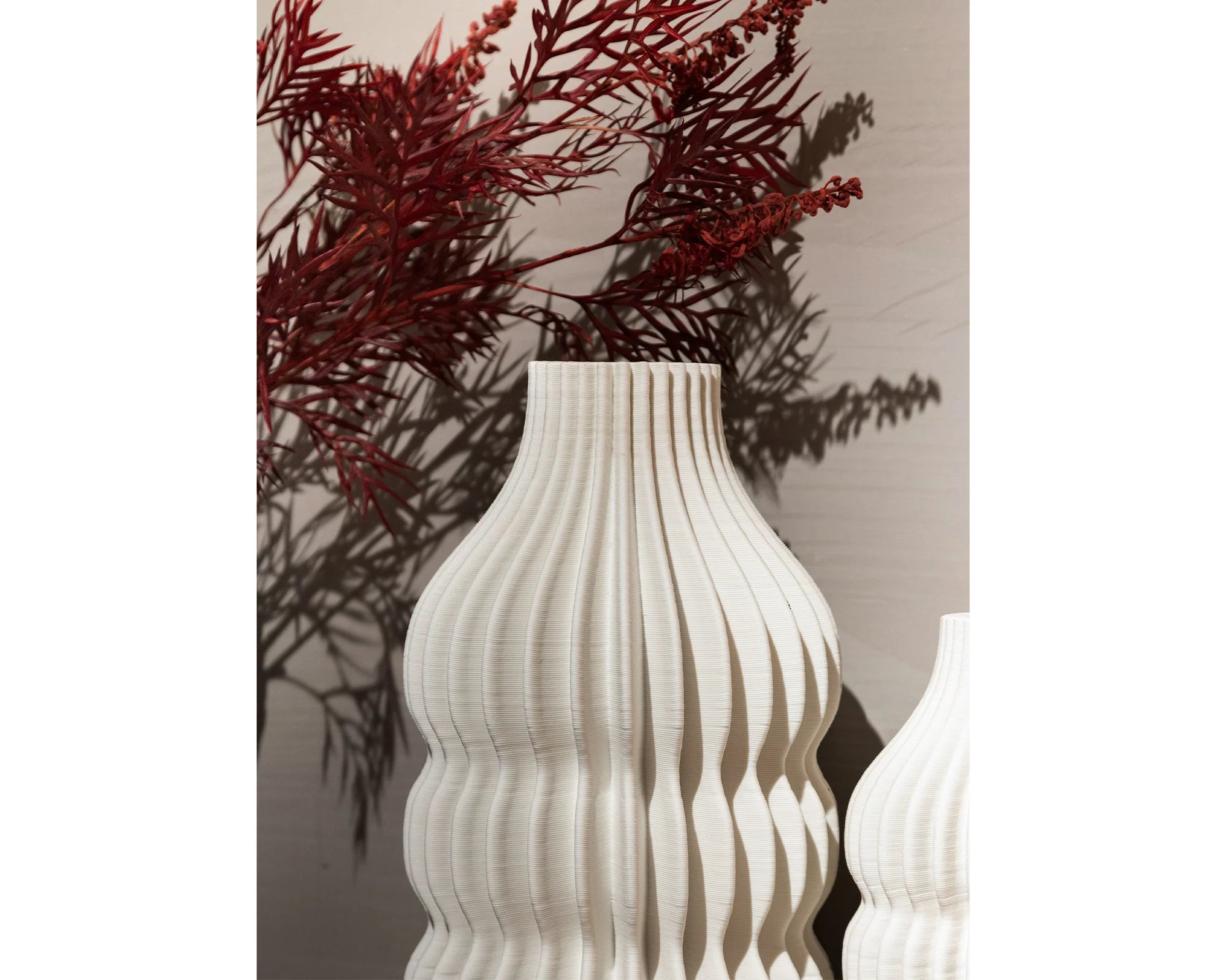 Iverna Small White Fluted Ceramic Vase