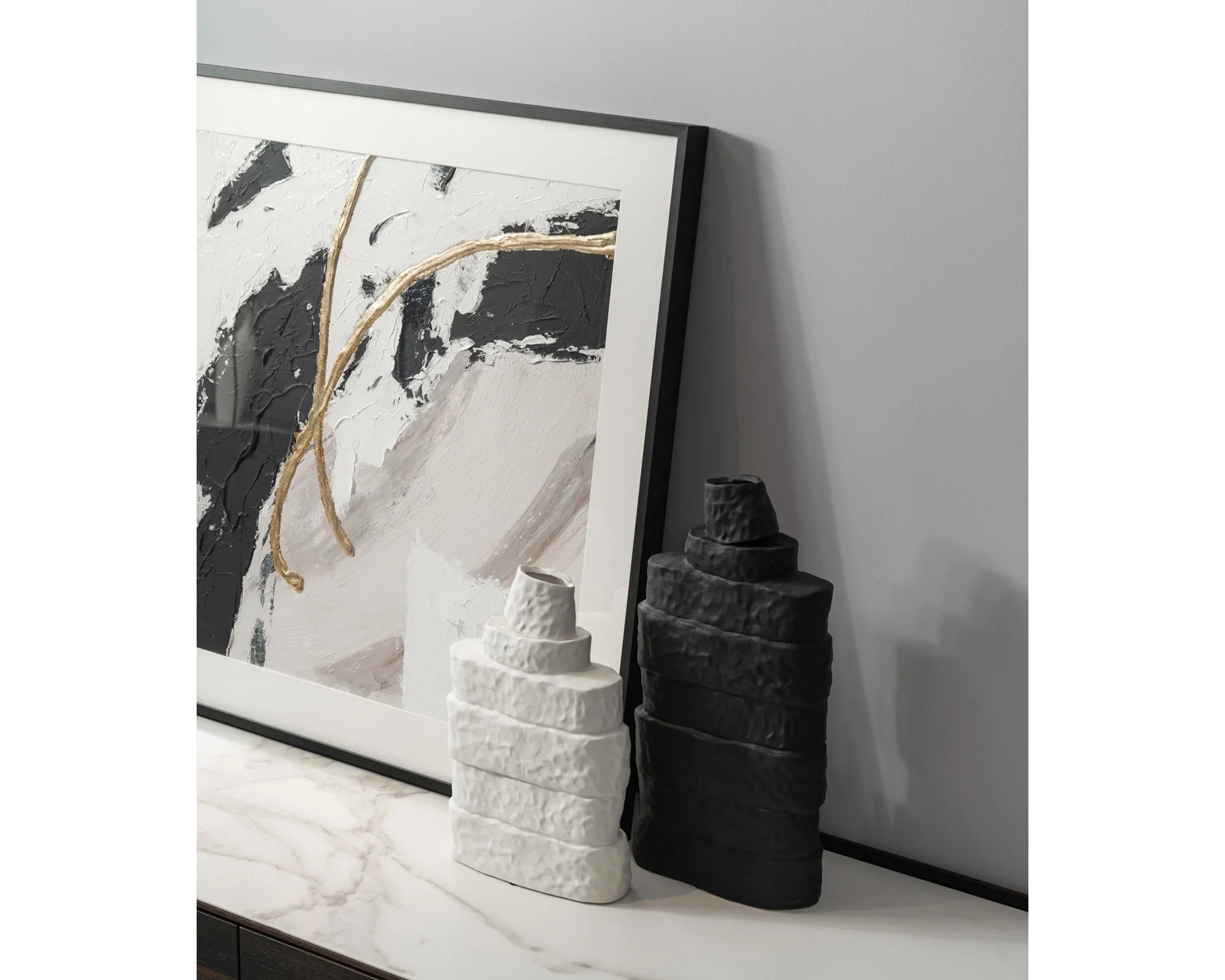 Girton Large Black Textured Ceramic Vase