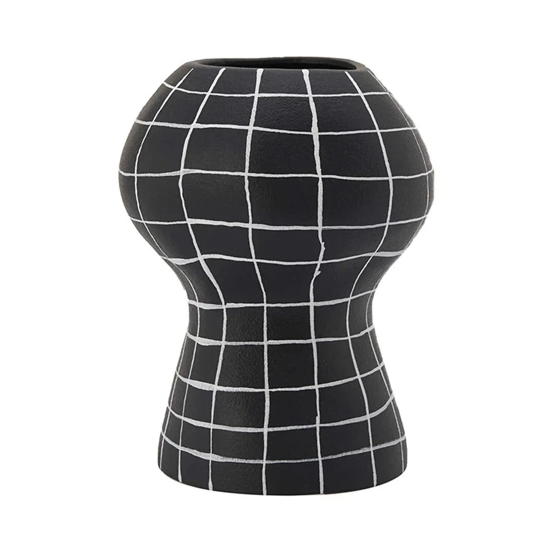 Lynton Small Black & White Textured Ceramic Vase