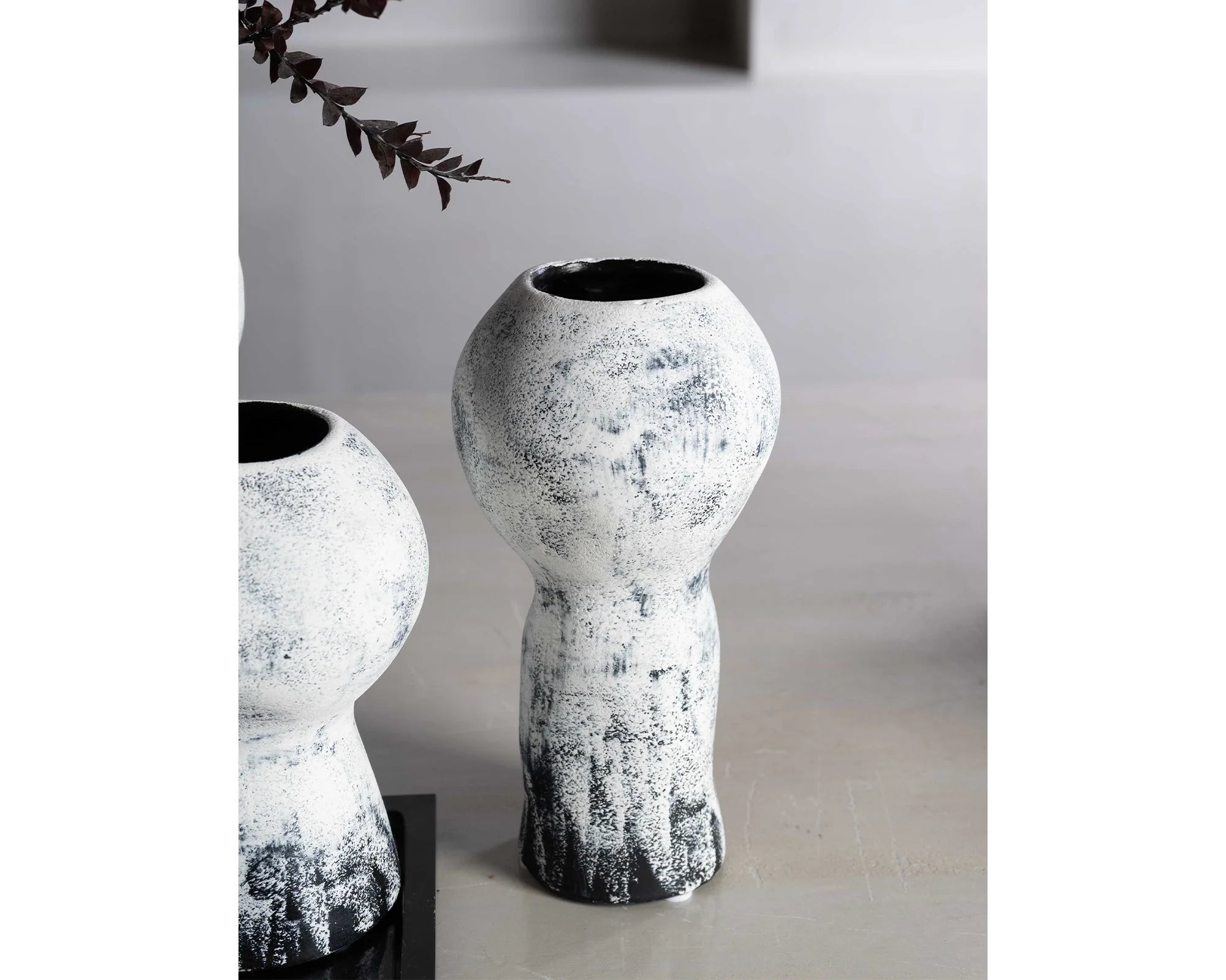Lynton I Large Black & White Gradient Ceramic Vase