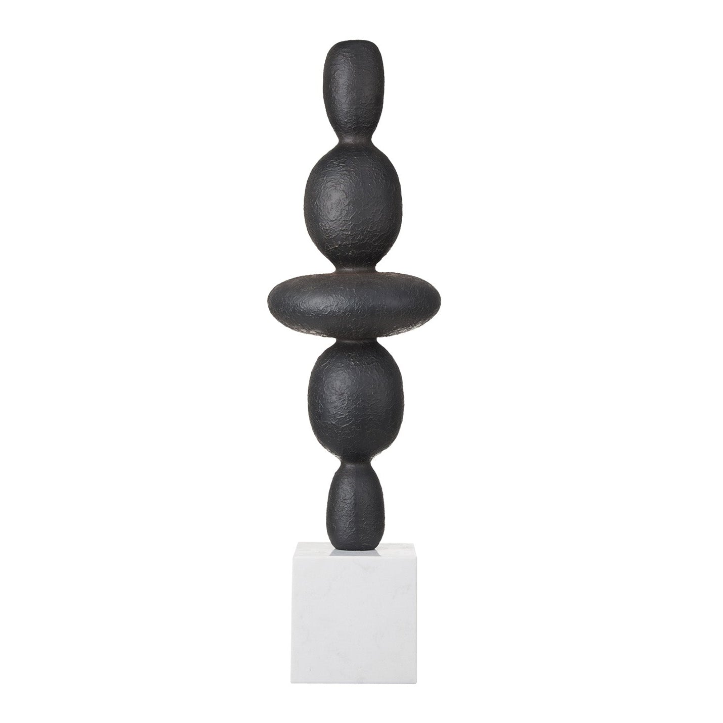 Terra Lume Textured Charcoal Iron & Marble Sculpture