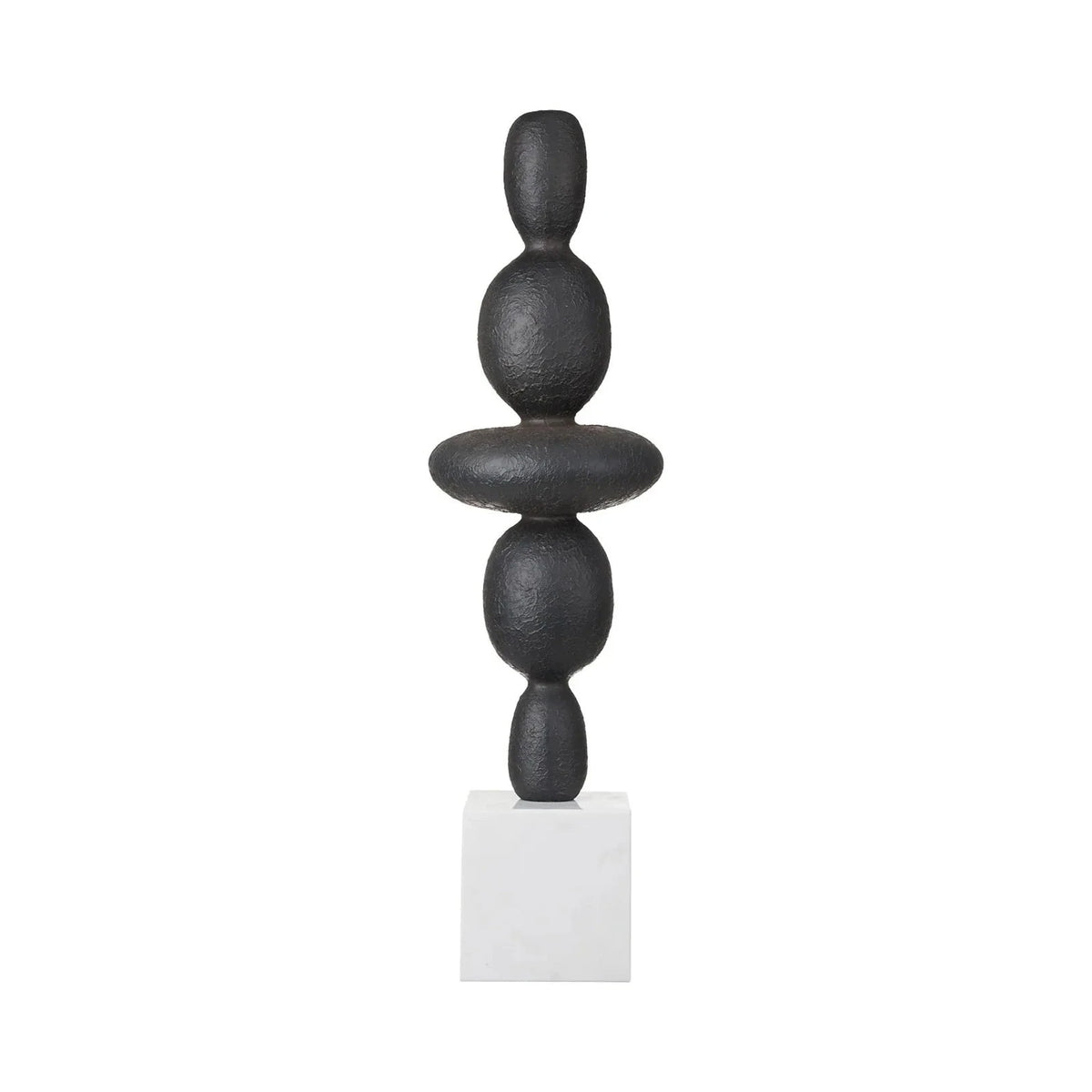 Terra Lume Textured Charcoal Iron & Marble Sculpture