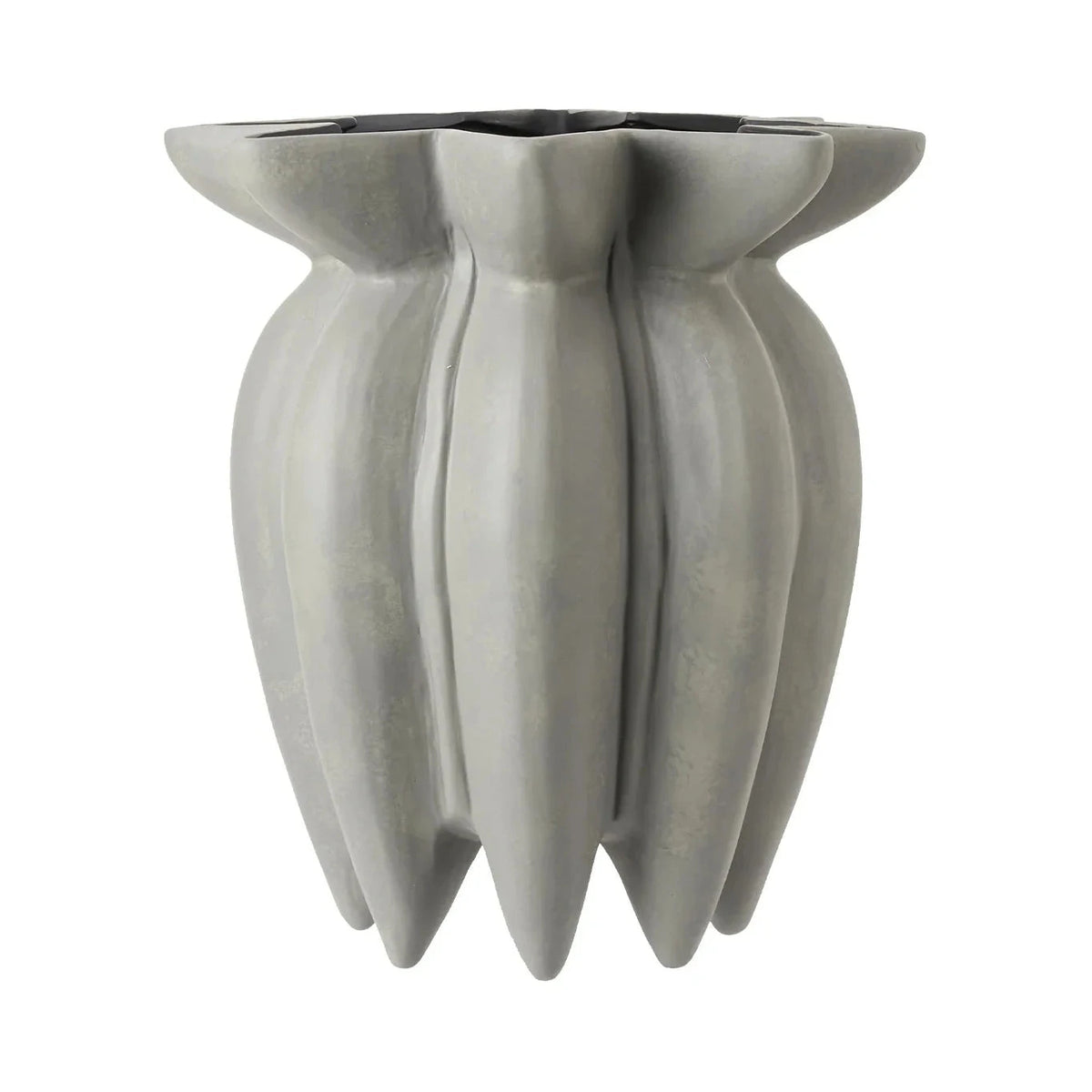 Petra Medium Grey Fluted Ceramic Vase
