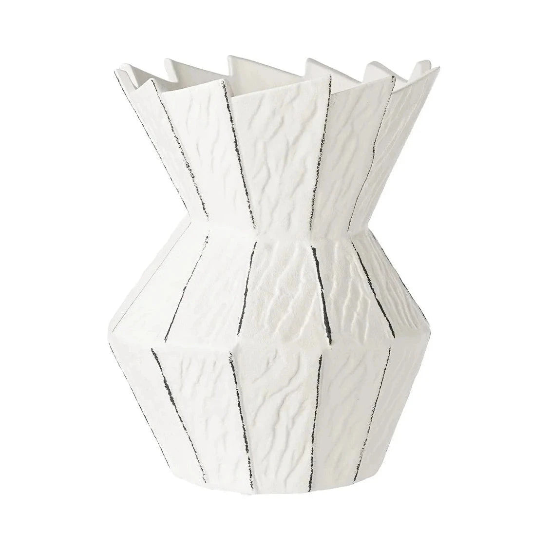 Cresta White Glazed Ceramic Sculptural Vase