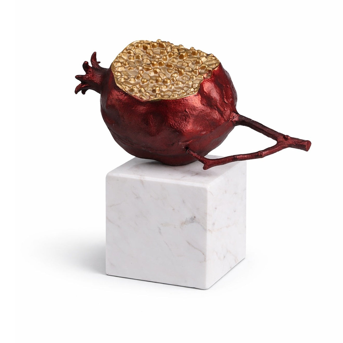 Orano Red Metal & White Marble Sculpture