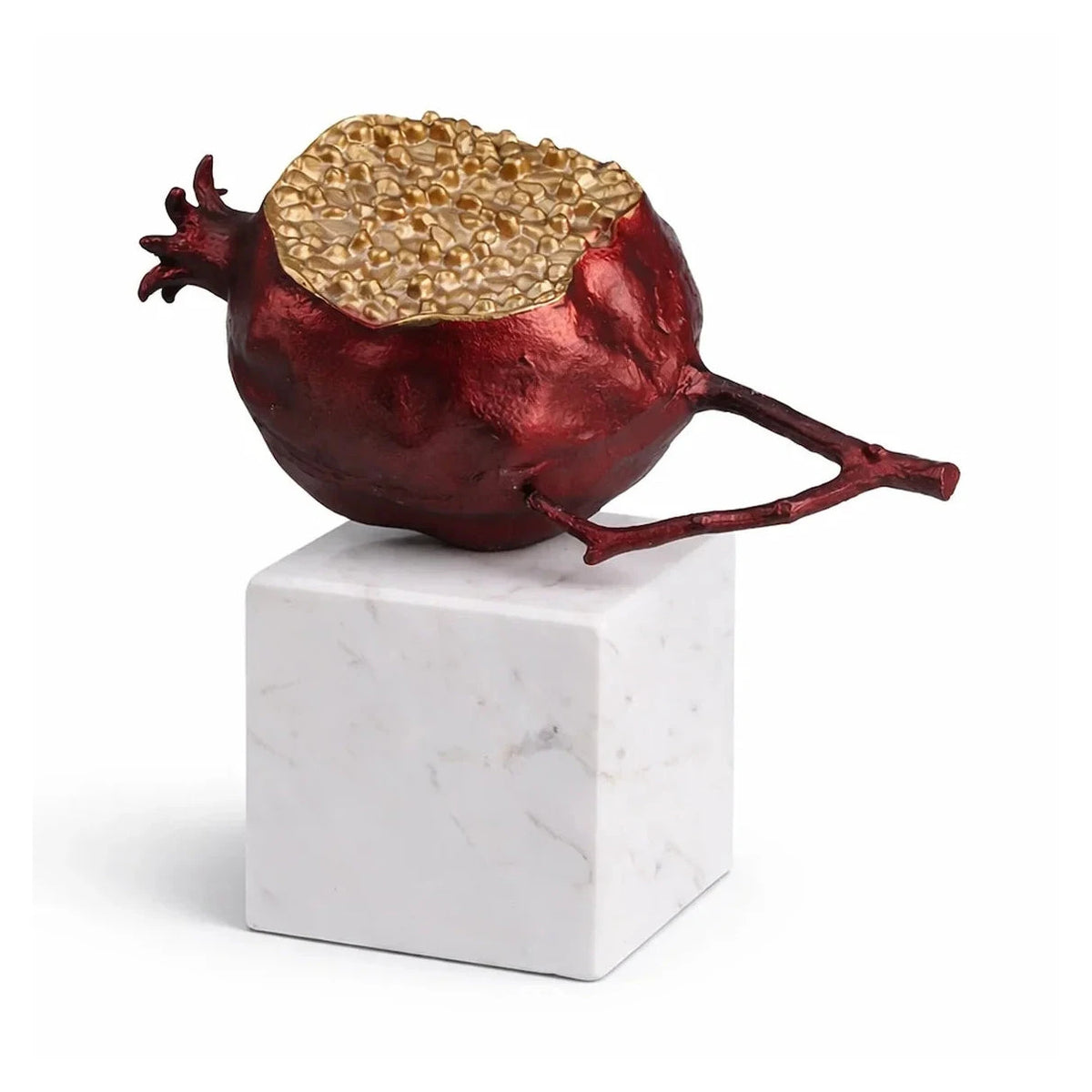 Orano Red Metal & White Marble Sculpture