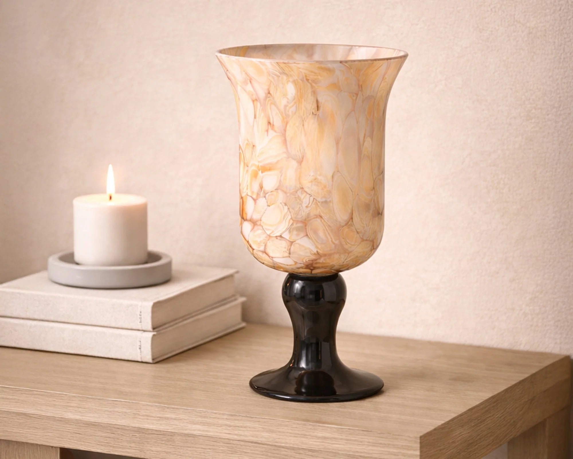 Fioria Light Yellow & Black Hand-Blown Glass Vase
