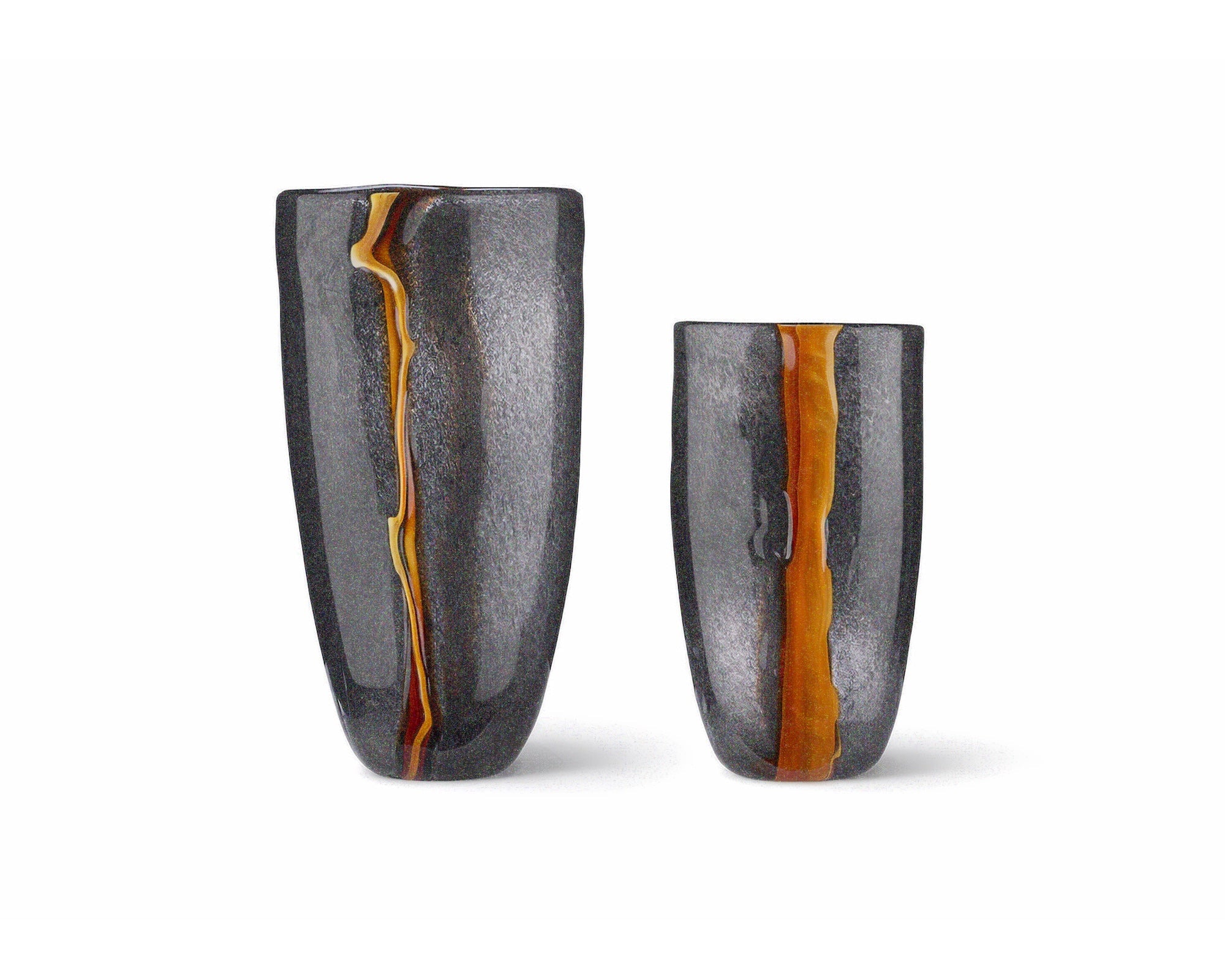Cassiano Charcoal & Amber Veined Glass Vase Small