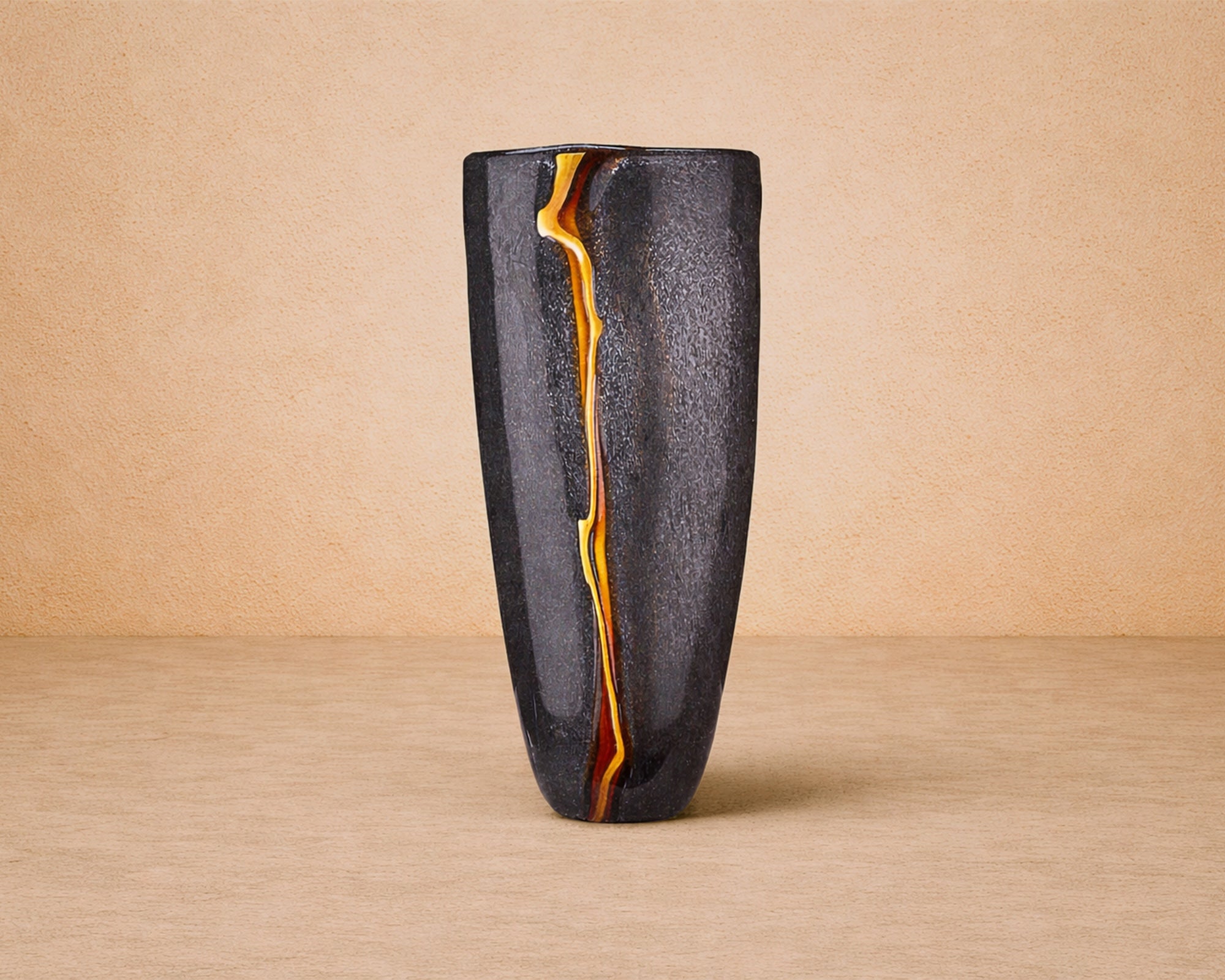 Cassiano Charcoal & Amber Veined Glass Vase Large