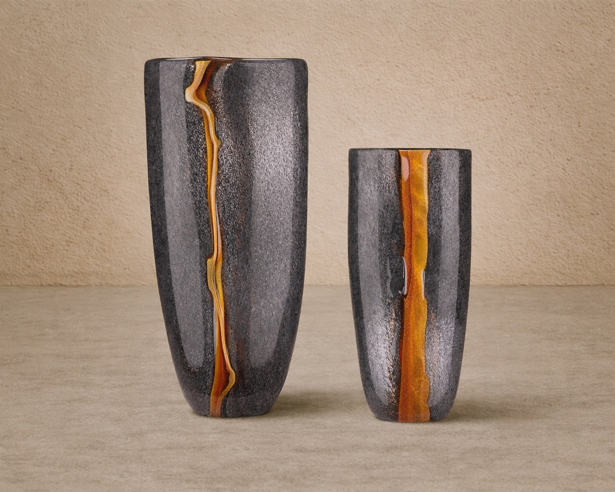 Cassiano Charcoal & Amber Veined Glass Vase Small