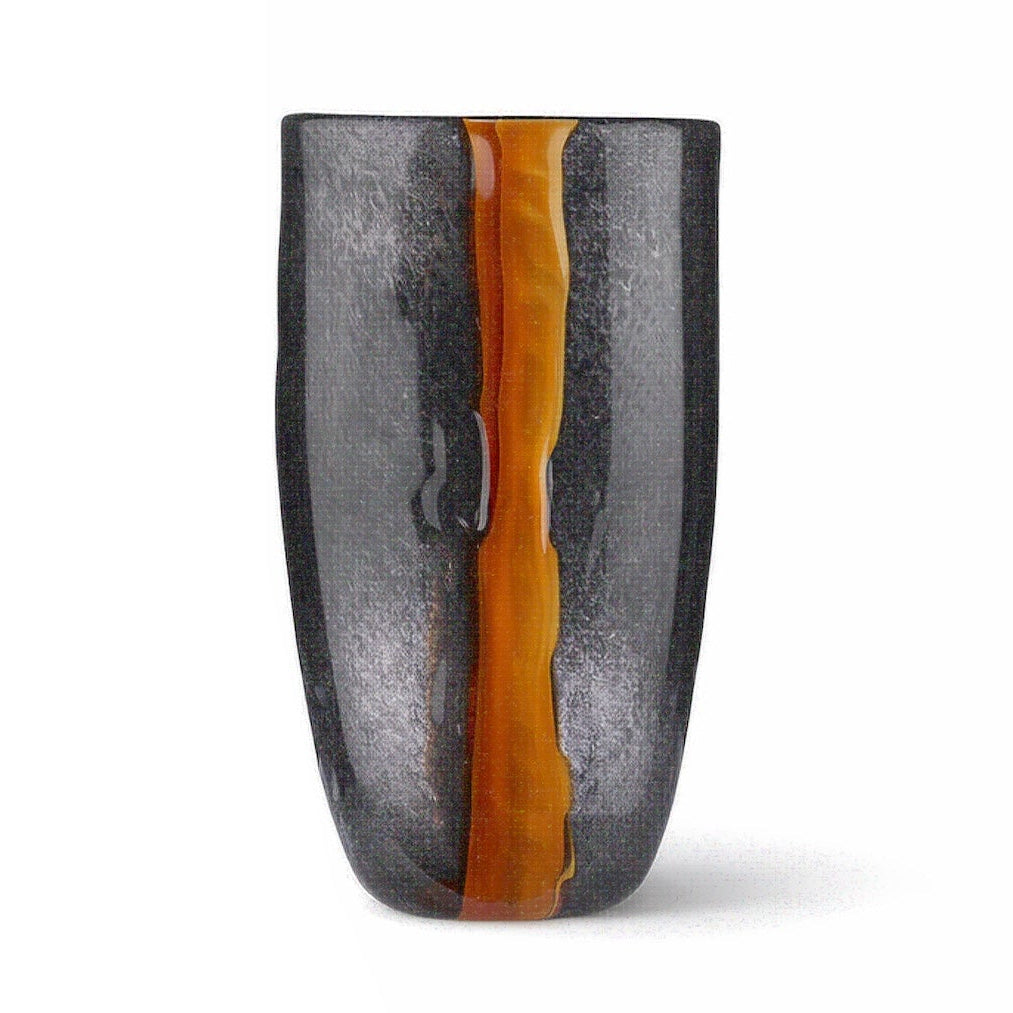 Cassiano Charcoal & Amber Veined Glass Vase Small