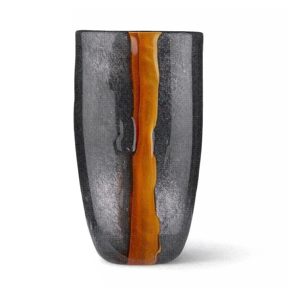 Cassiano Small Charcoal & Amber Veined Glass Vase