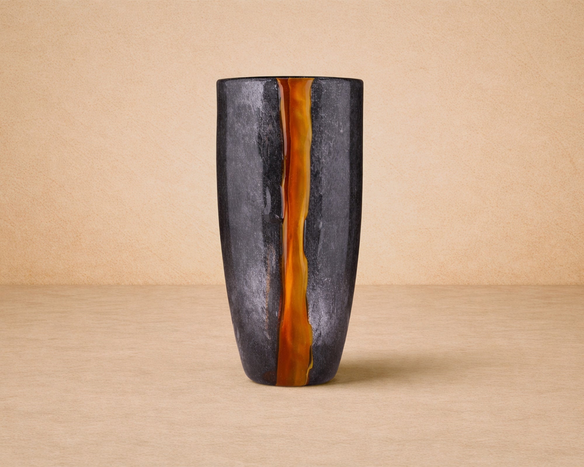 Cassiano Charcoal & Amber Veined Glass Vase Small