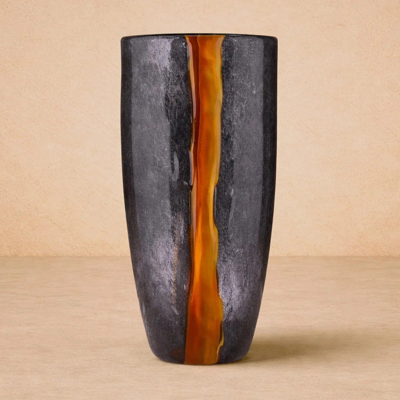 Cassiano Small Charcoal & Amber Veined Glass Vase